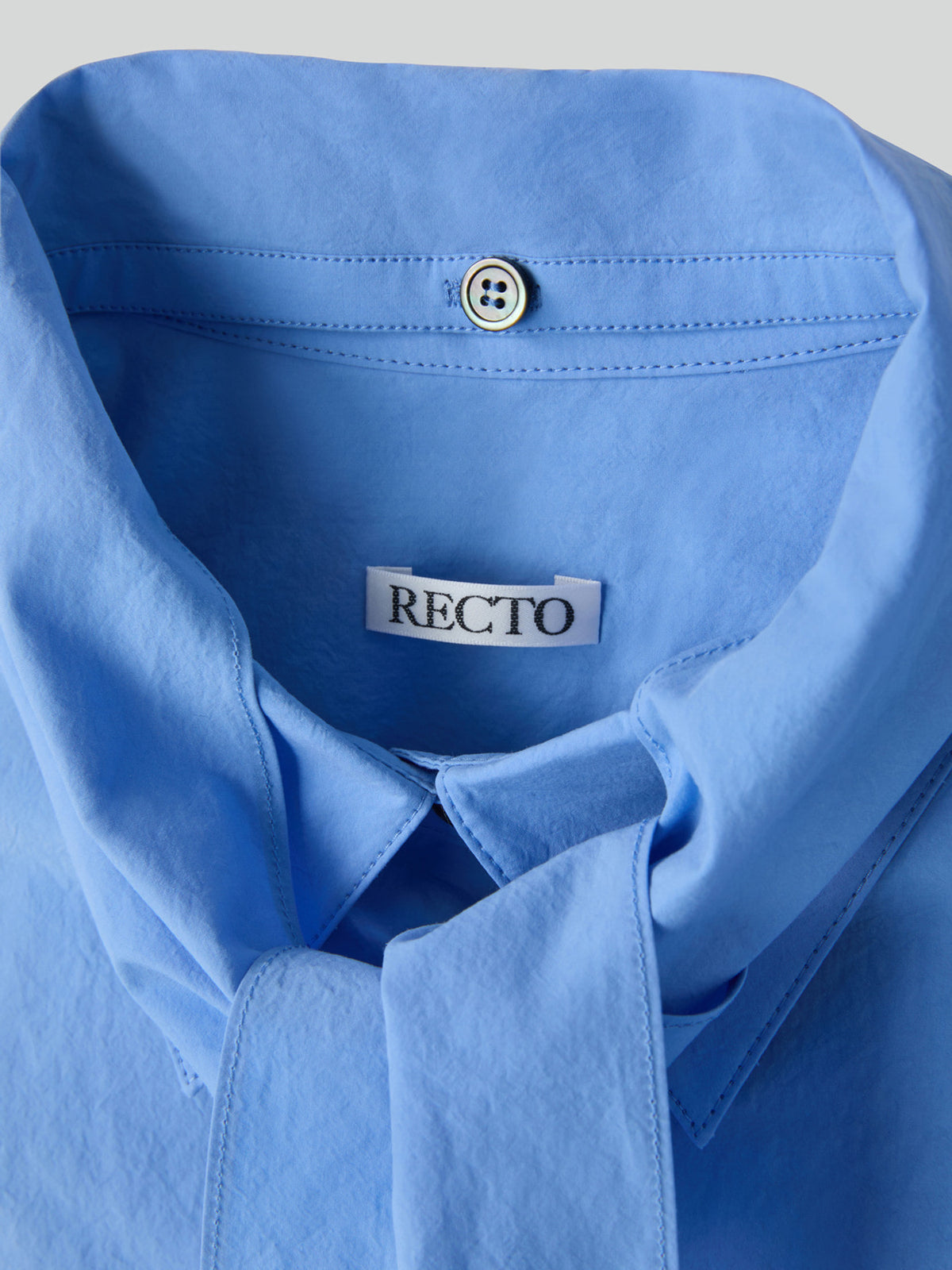 Detachable Scarf Cotton Shirt (Baby Blue)