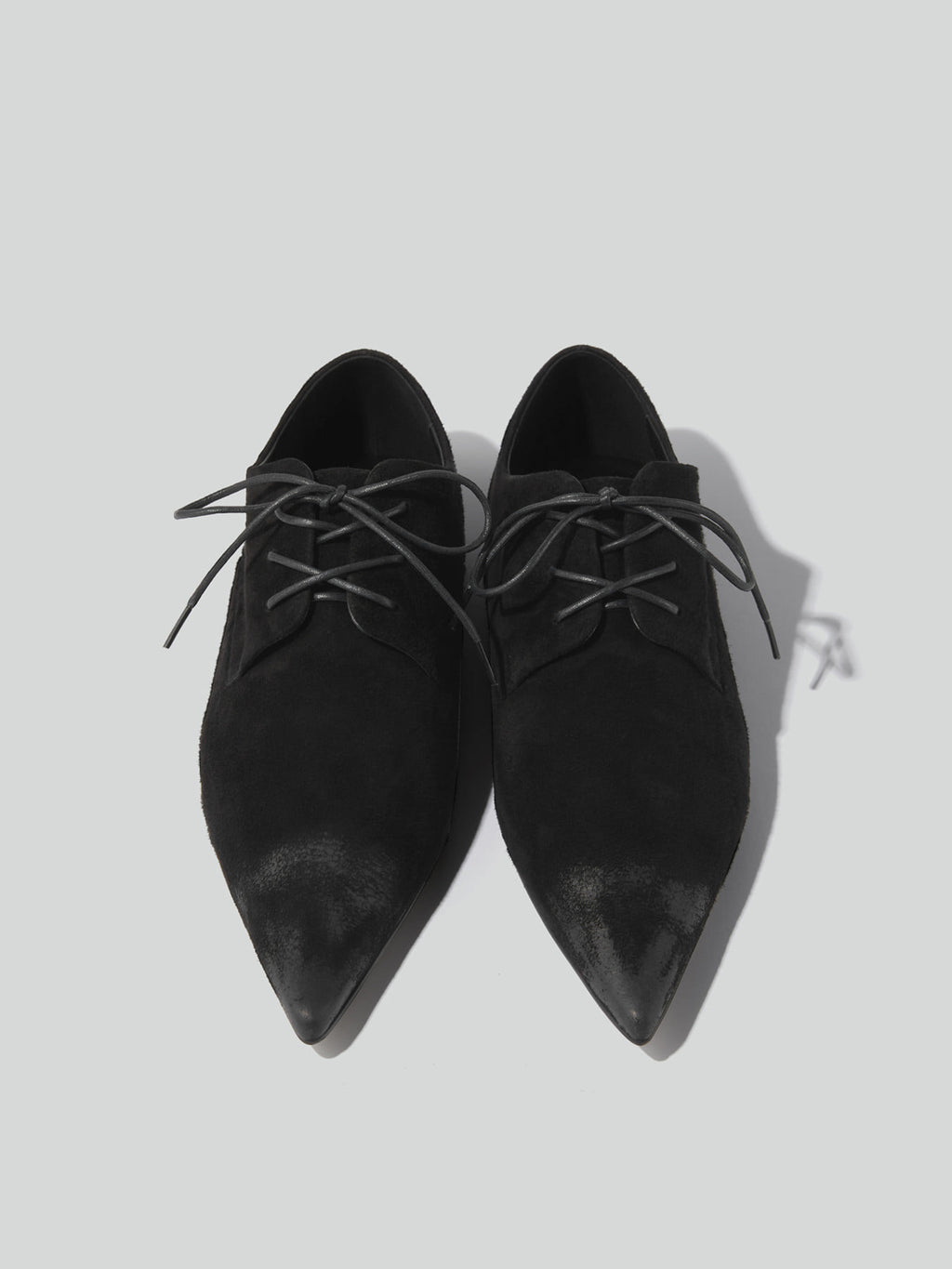Point Toe Suede Derby Shoes (Black)