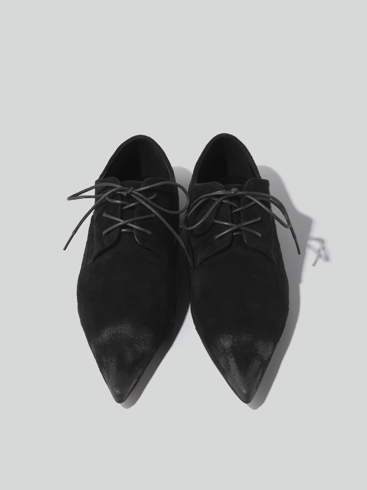 Point Toe Suede Derby Shoes (Black)