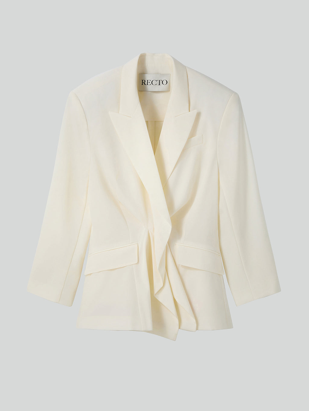 Drape Detail Suit Jacket (Ivory)