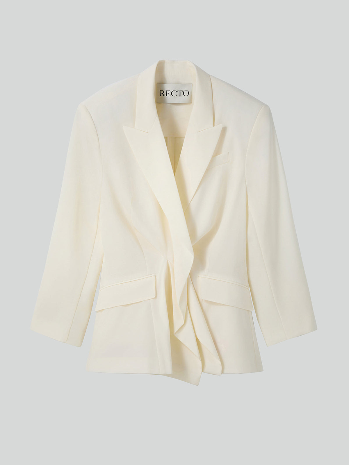 Drape Detail Suit Jacket (Ivory)