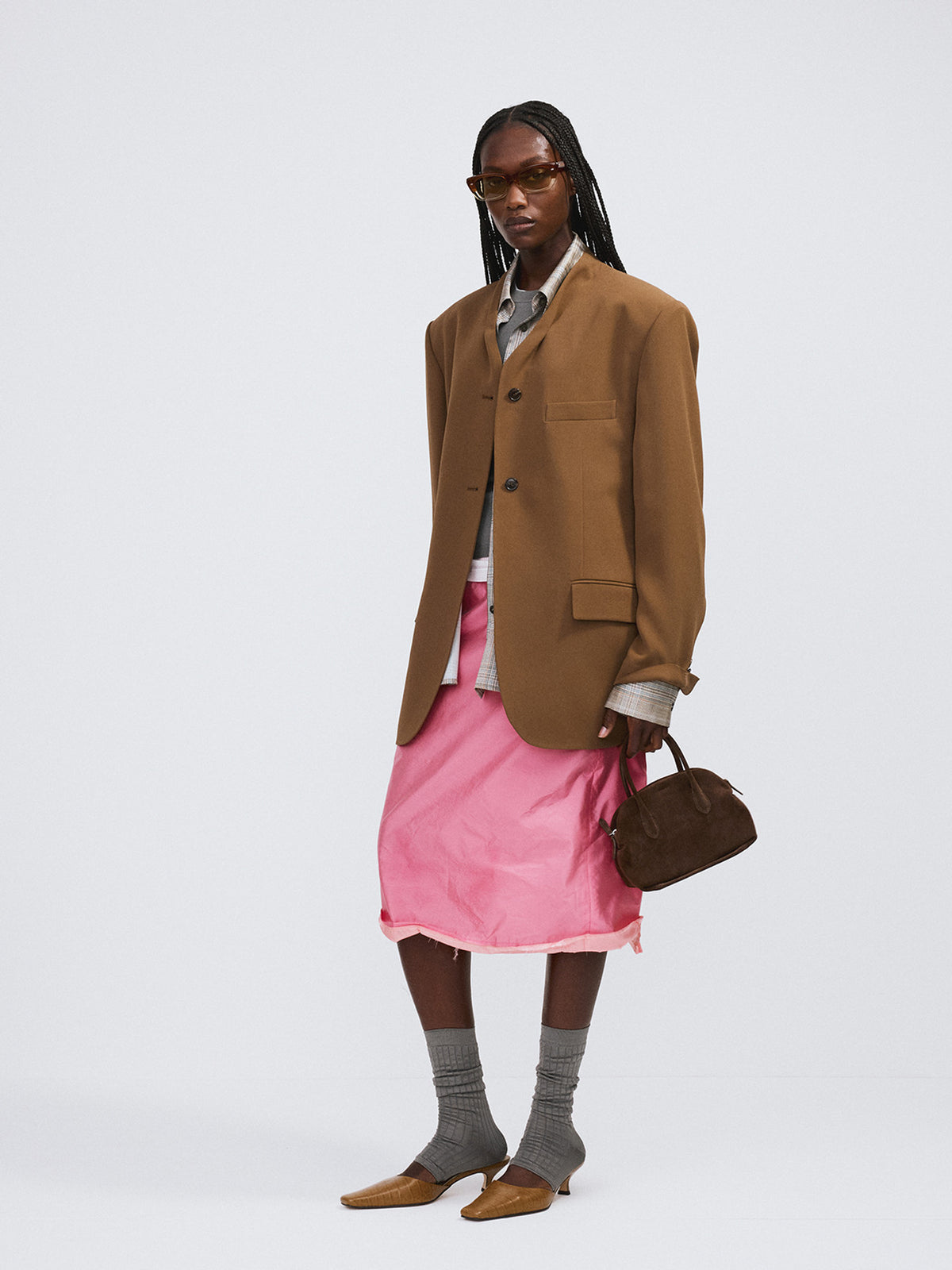 Layered Detail Midi Skirt (Pink)