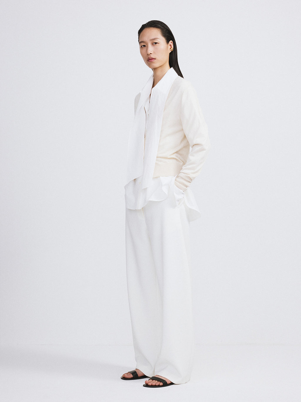 Silk-Cashmere Knit Cardigan (Cream)