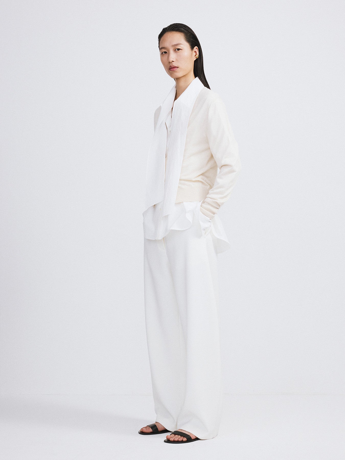 Silk-Cashmere Knit Cardigan (Cream)
