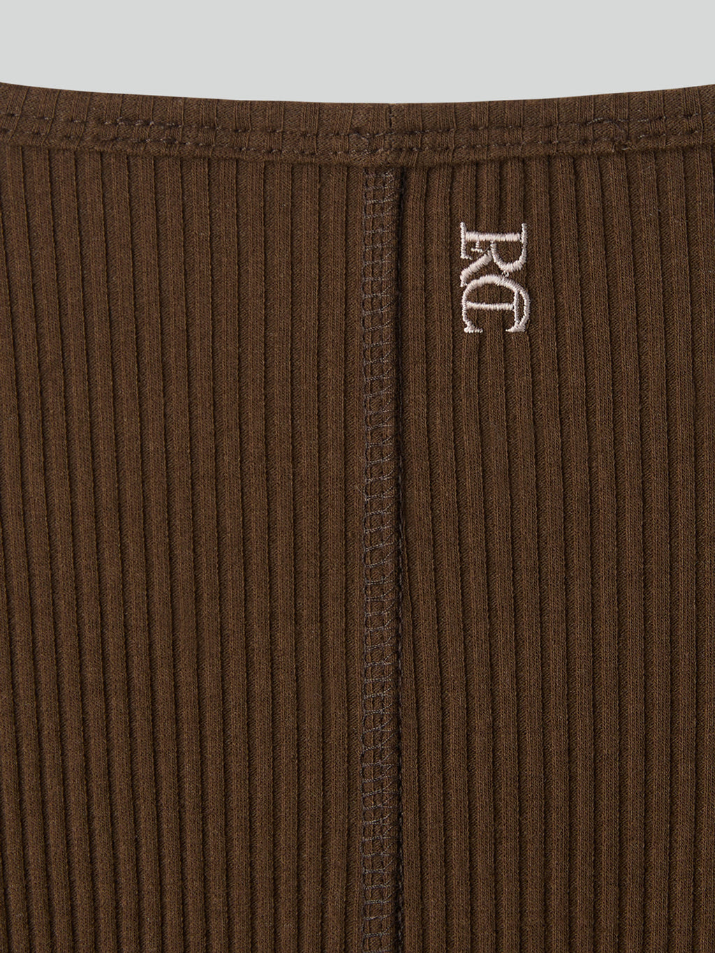 Ribbed Jersey Long-Sleeve Top (Khaki Brown)