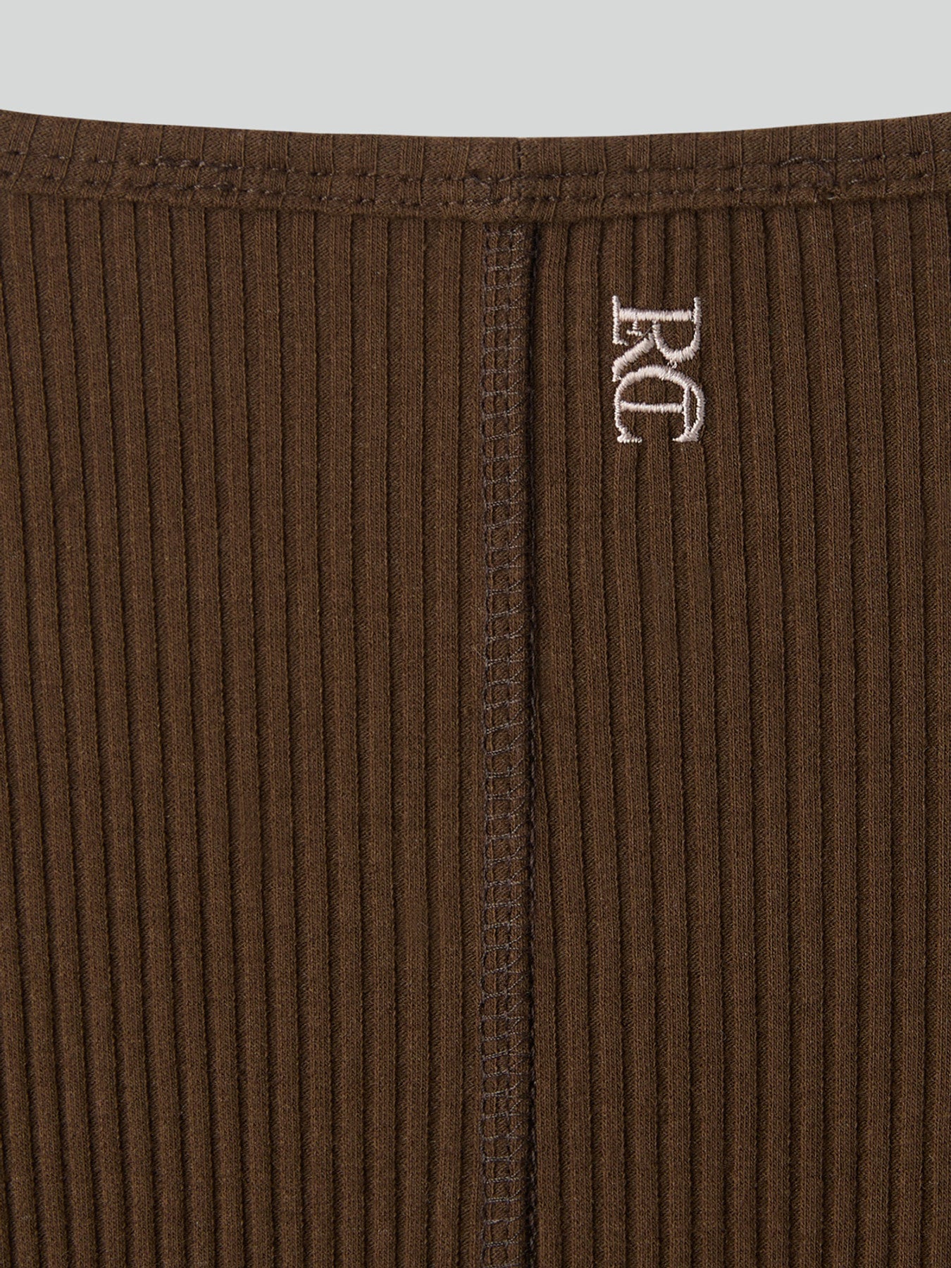 Ribbed Jersey Long-Sleeve Top (Khaki Brown)