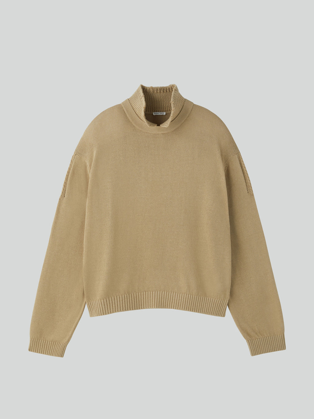 Waffle Collar Knit Top (Beige Khaki)