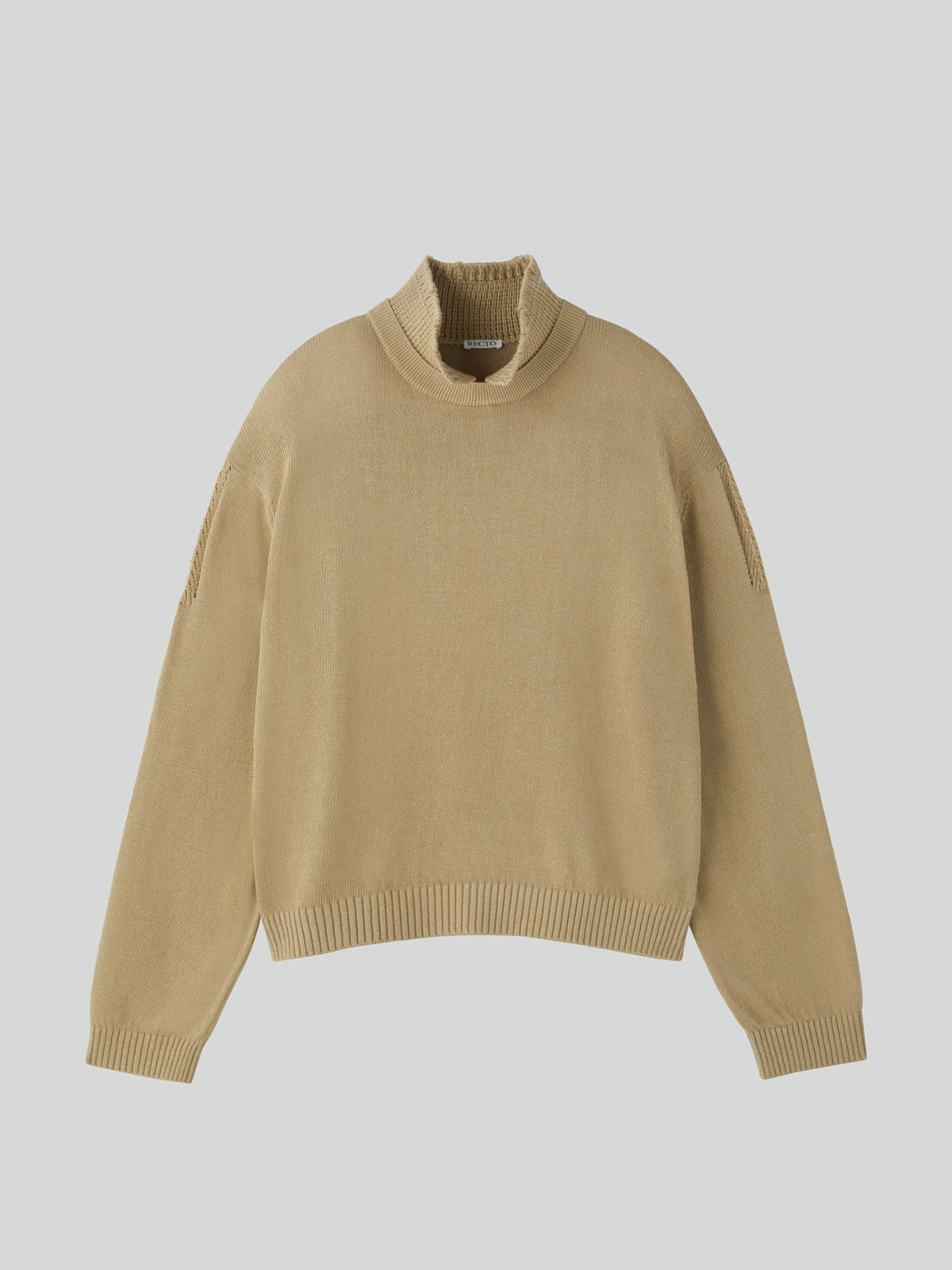 Waffle Collar Knit Top (Beige Khaki)