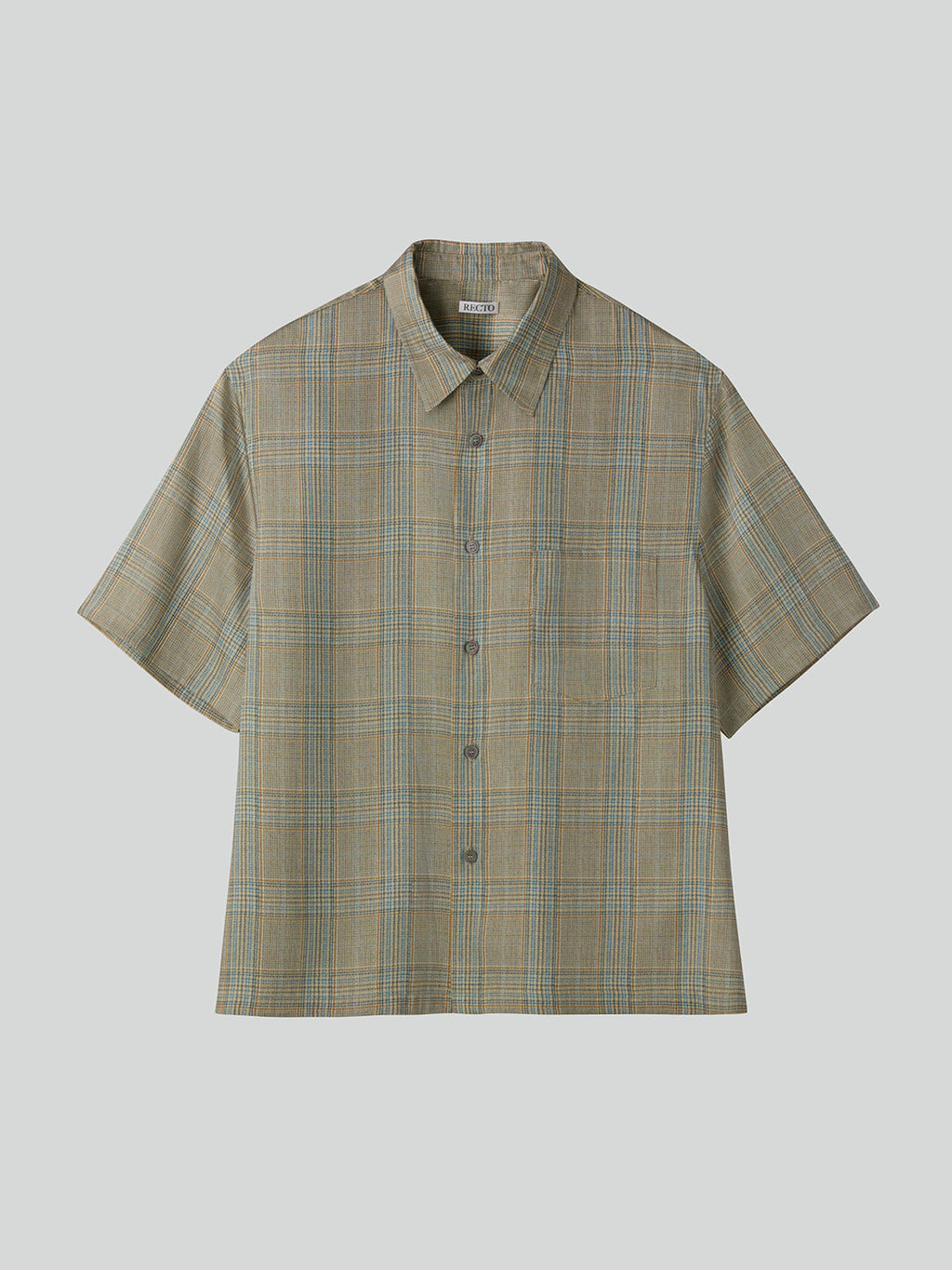 '70s Vintage Check Shirt (Beige Khaki)