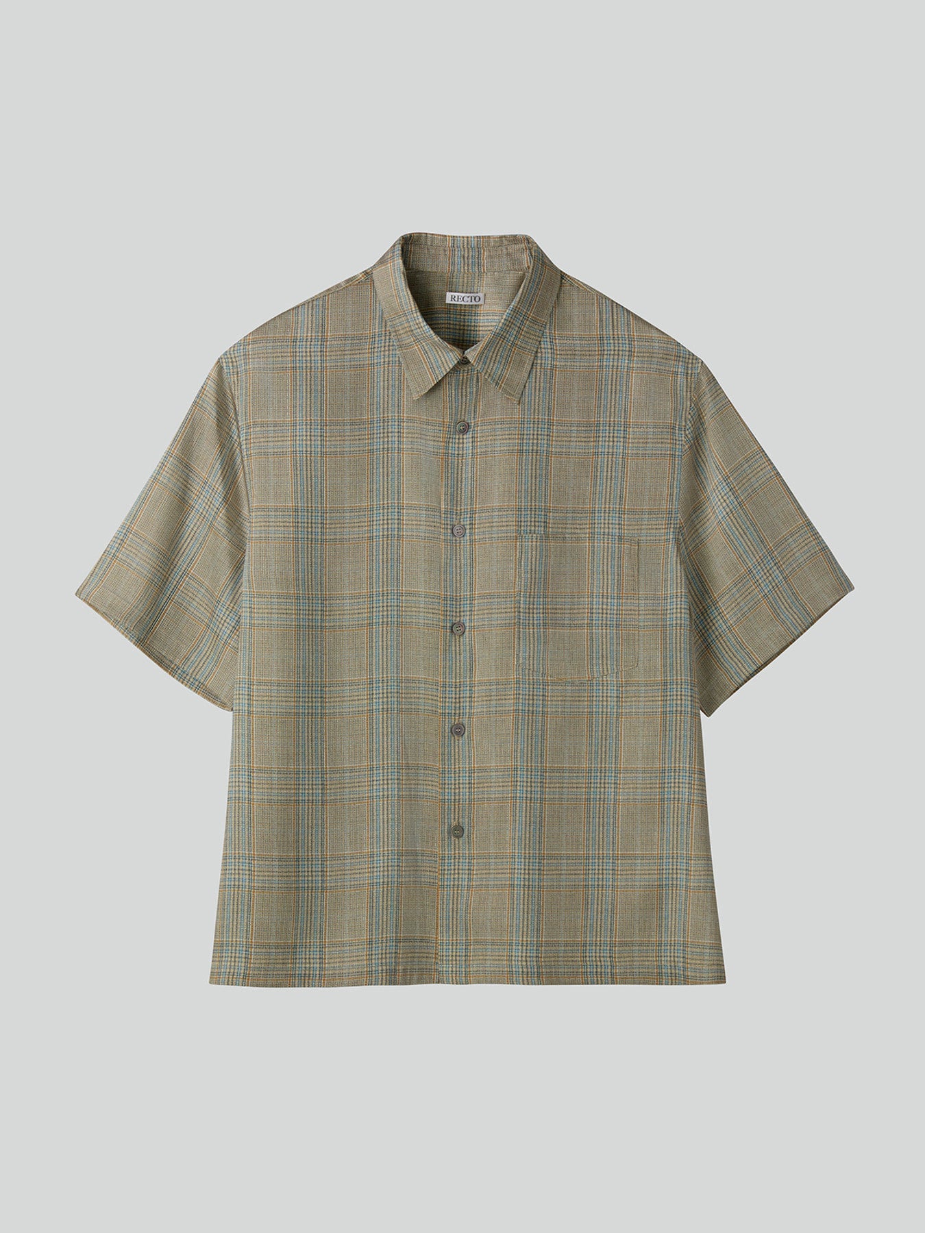 '70s Vintage Check Shirt (Beige Khaki)