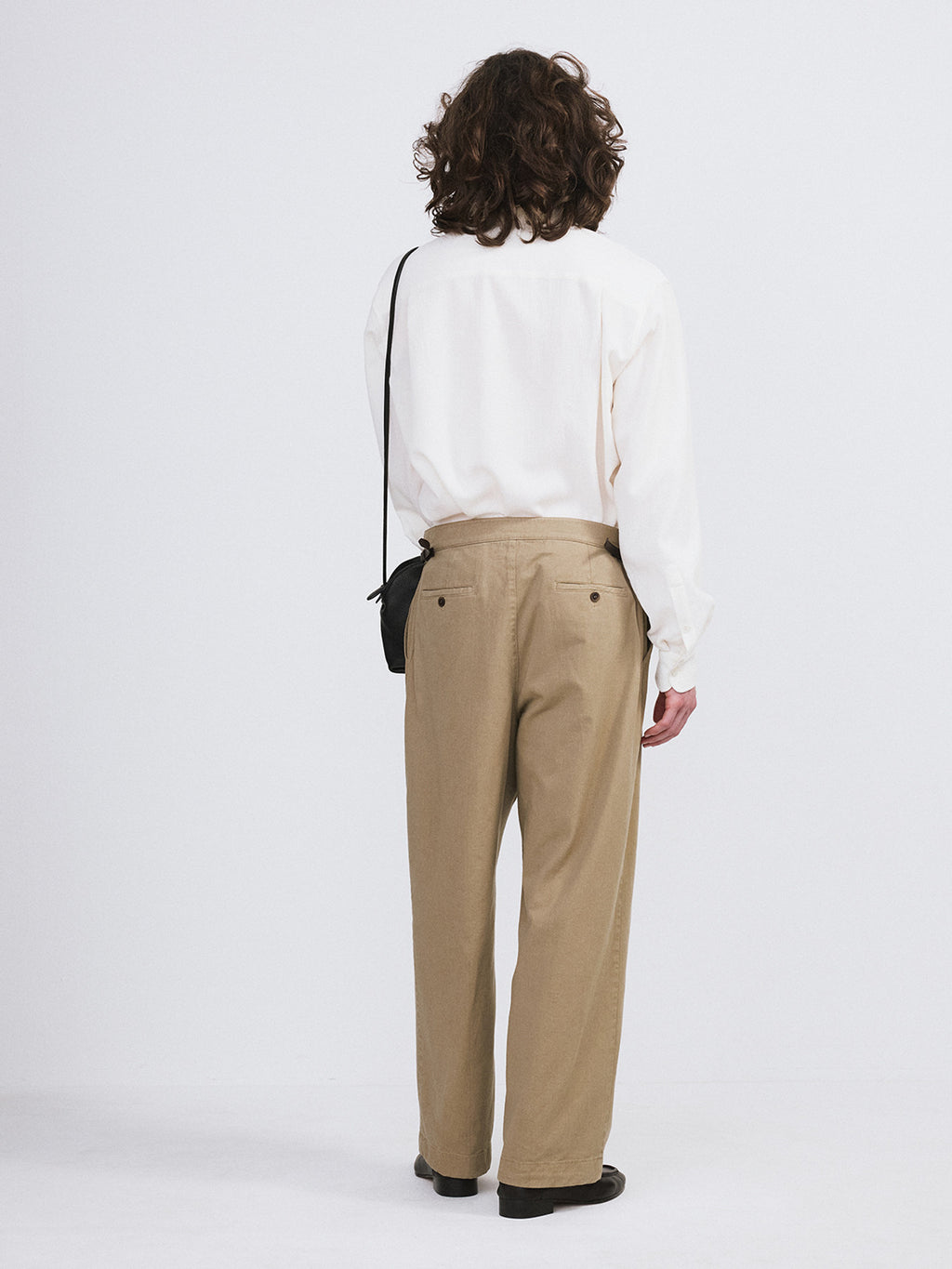 Waist Belt Detail Cotton Pants (Light Khaki)