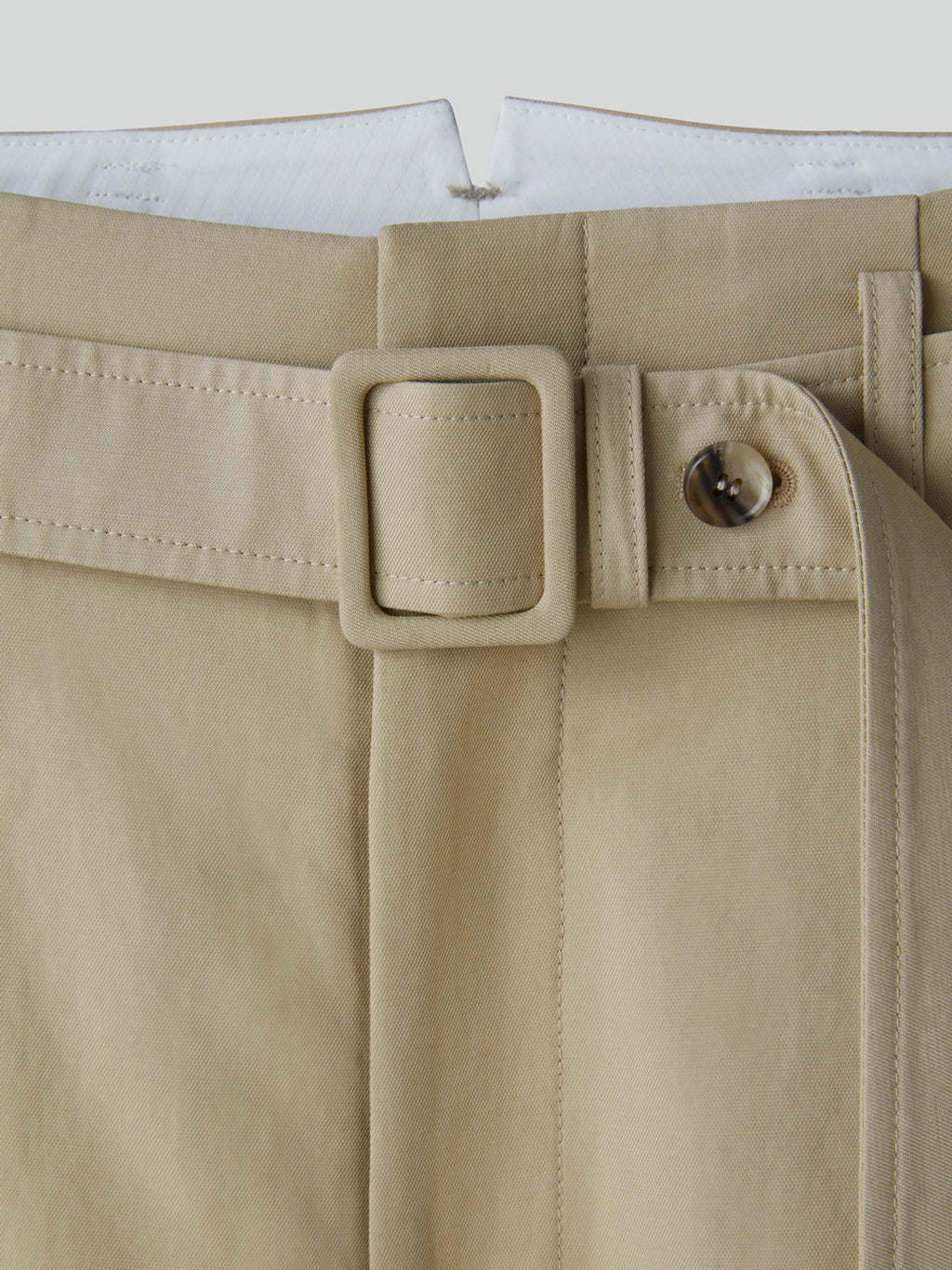 High Waist Belted Pants (Khaki Beige)
