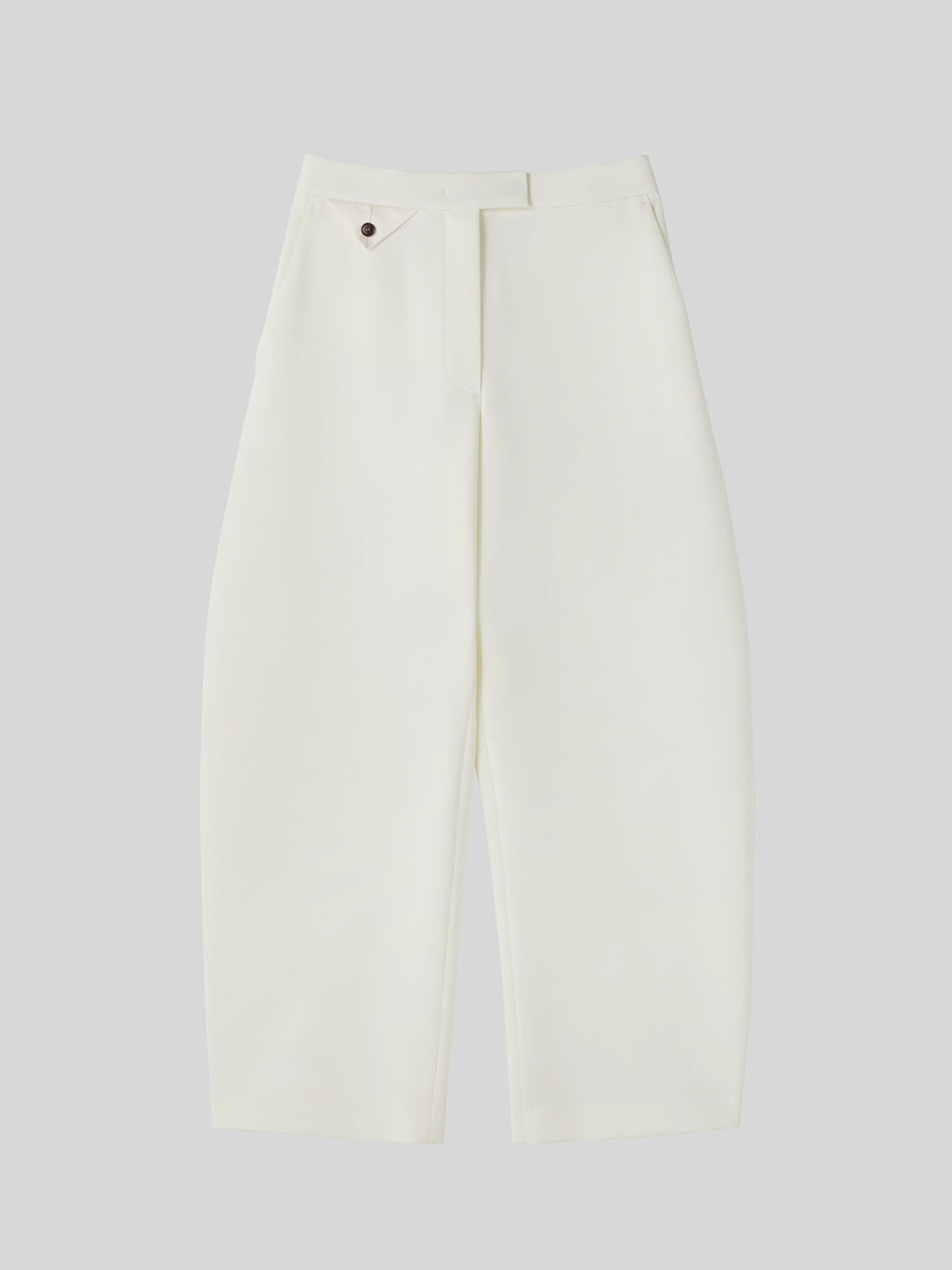 Curved Legs Crepe Pants (Off White)