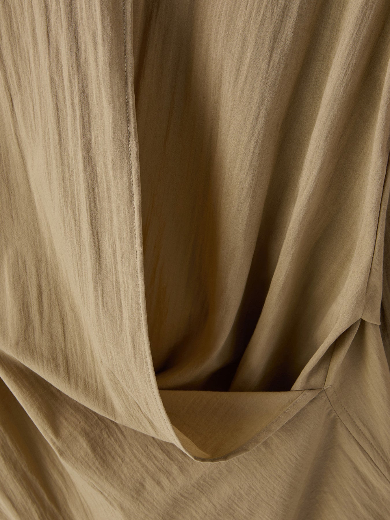 Open Back Draped Shirt (Khaki Beige)