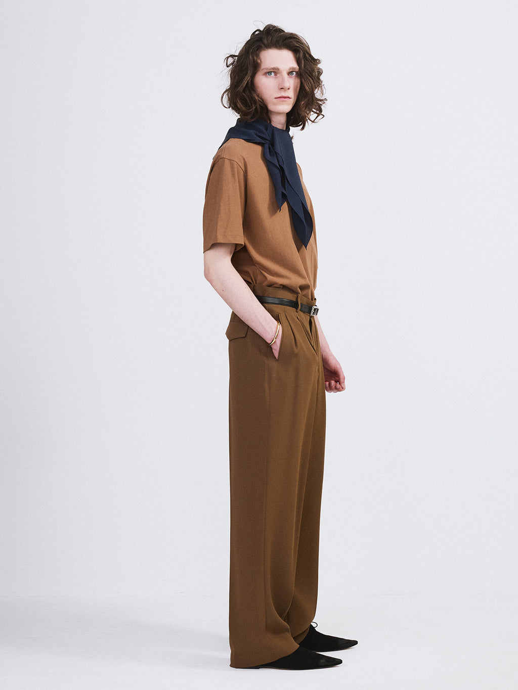 Fluid Tuck Detail Suit Pants (Ochre)