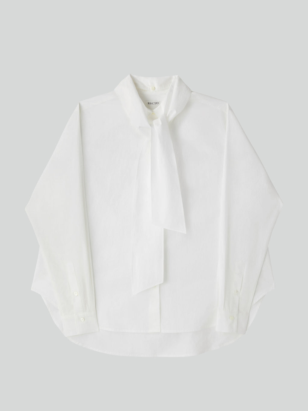 Detachable Scarf Cotton Shirt (Off White)