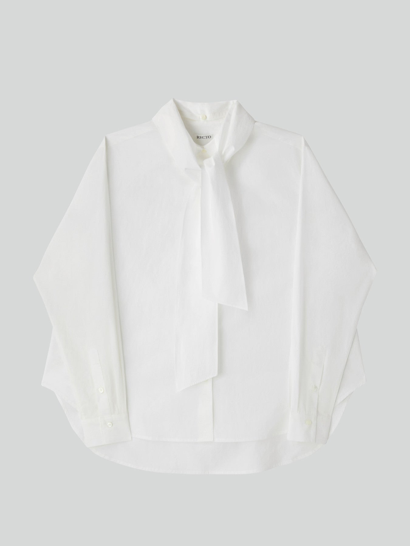 Detachable Scarf Cotton Shirt (Off White)