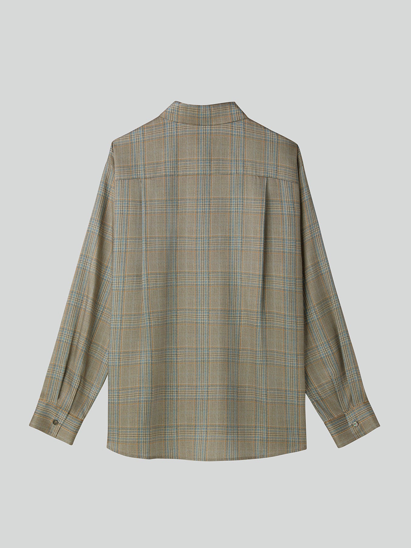 Oversized Vintage Check Shirt (Beige Khaki)