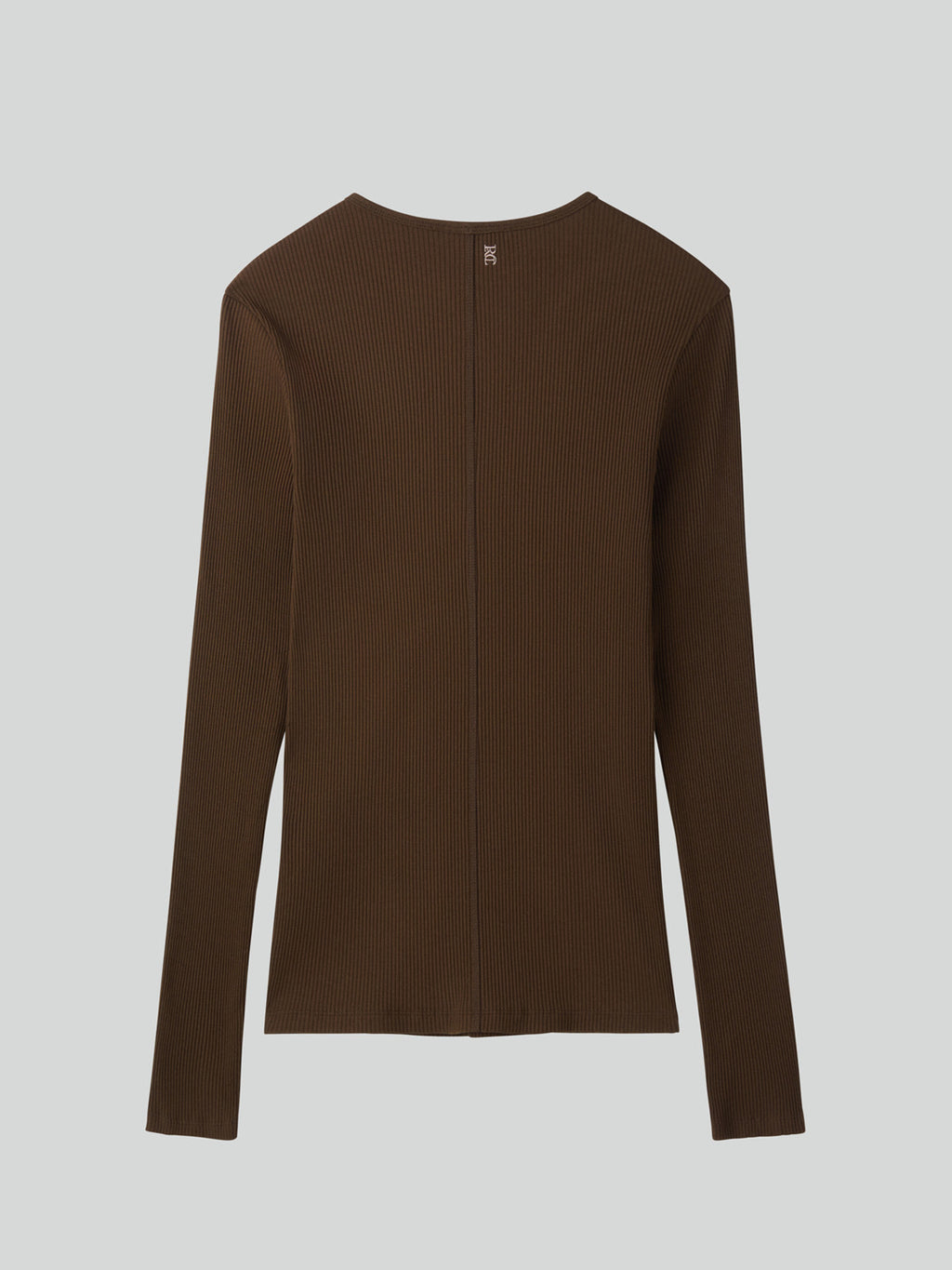 Ribbed Jersey Long-Sleeve Top (Khaki Brown)