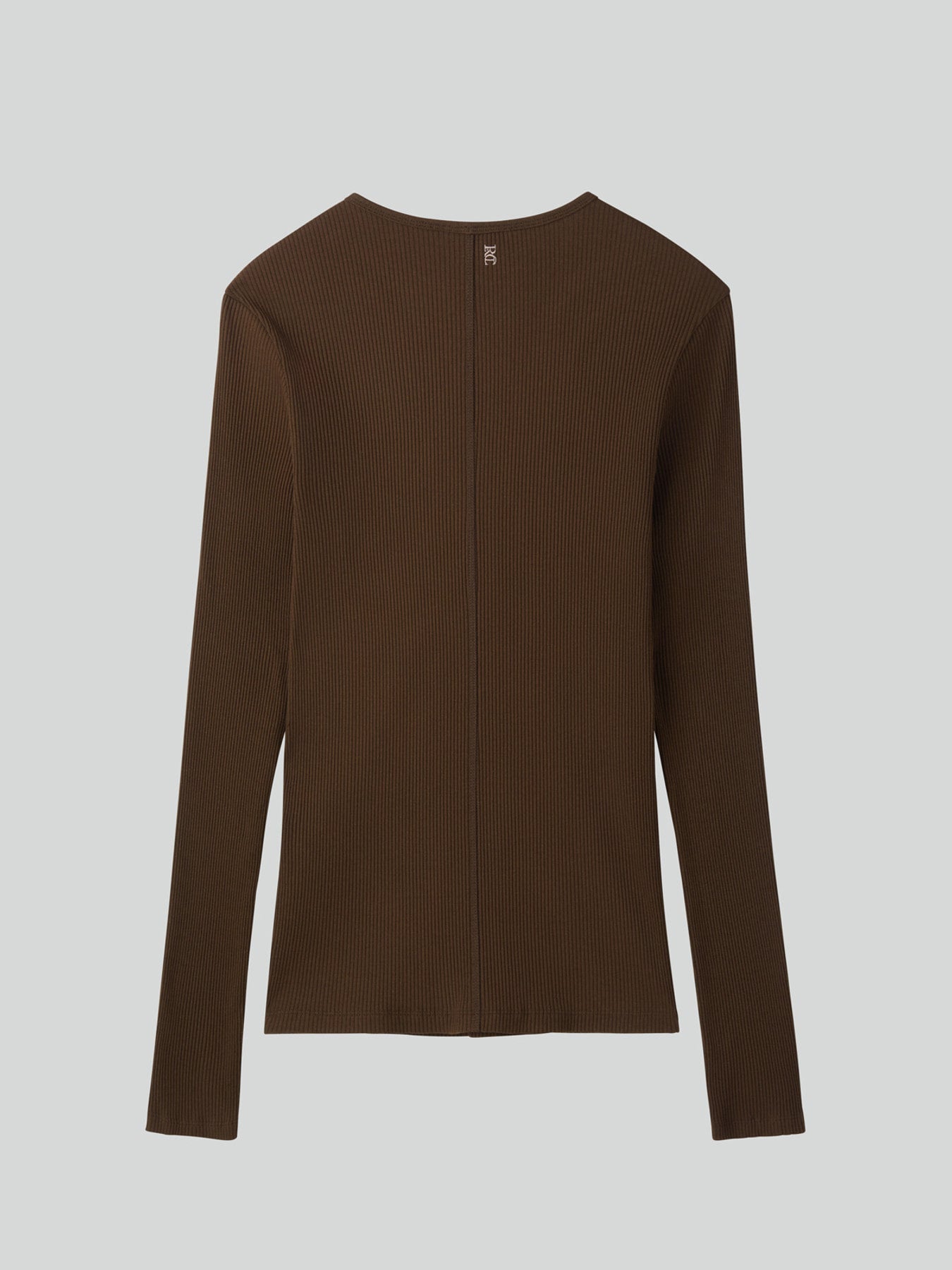 Ribbed Jersey Long-Sleeve Top (Khaki Brown)