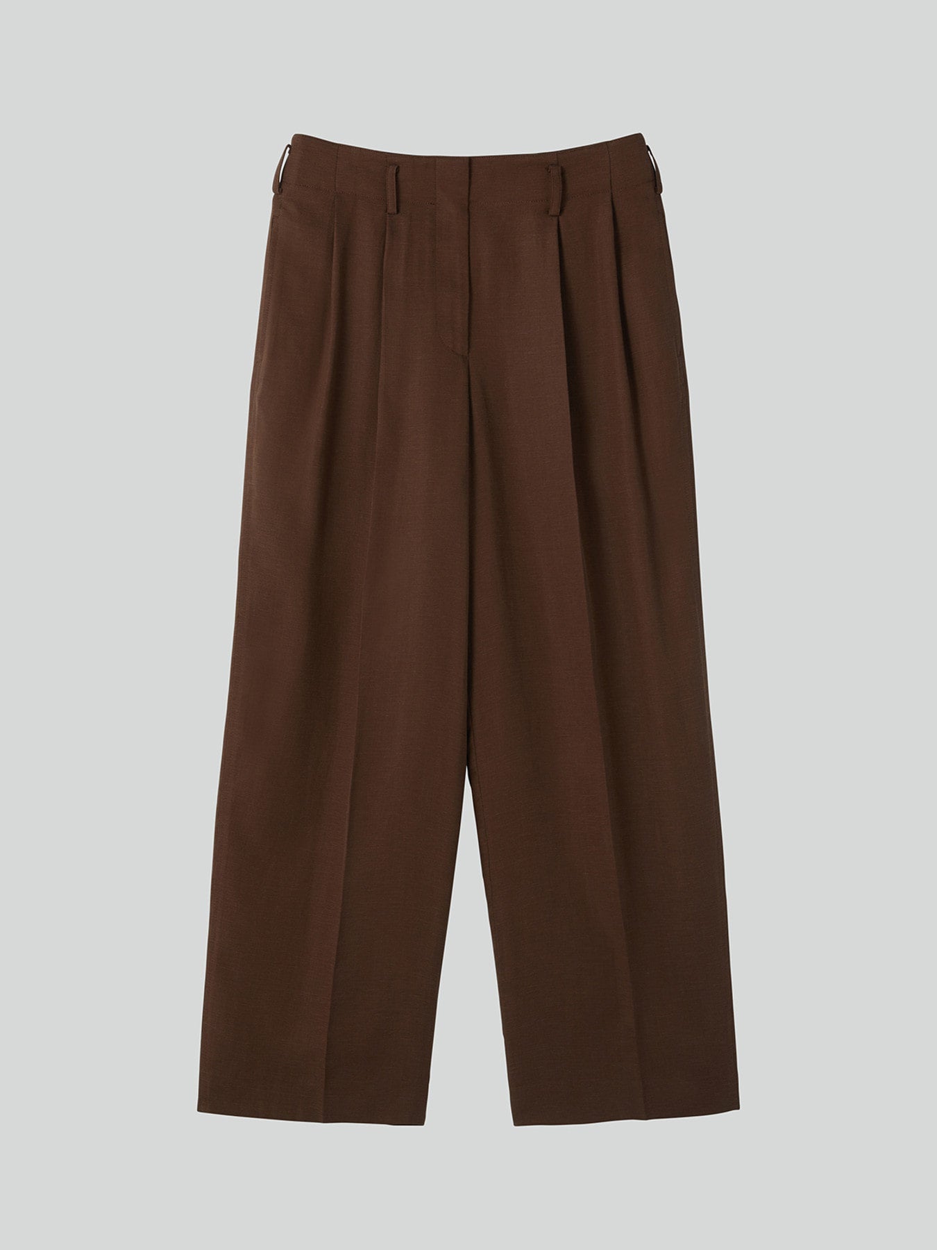 Linen Blend Pleated Pants (Chocolate Brown)