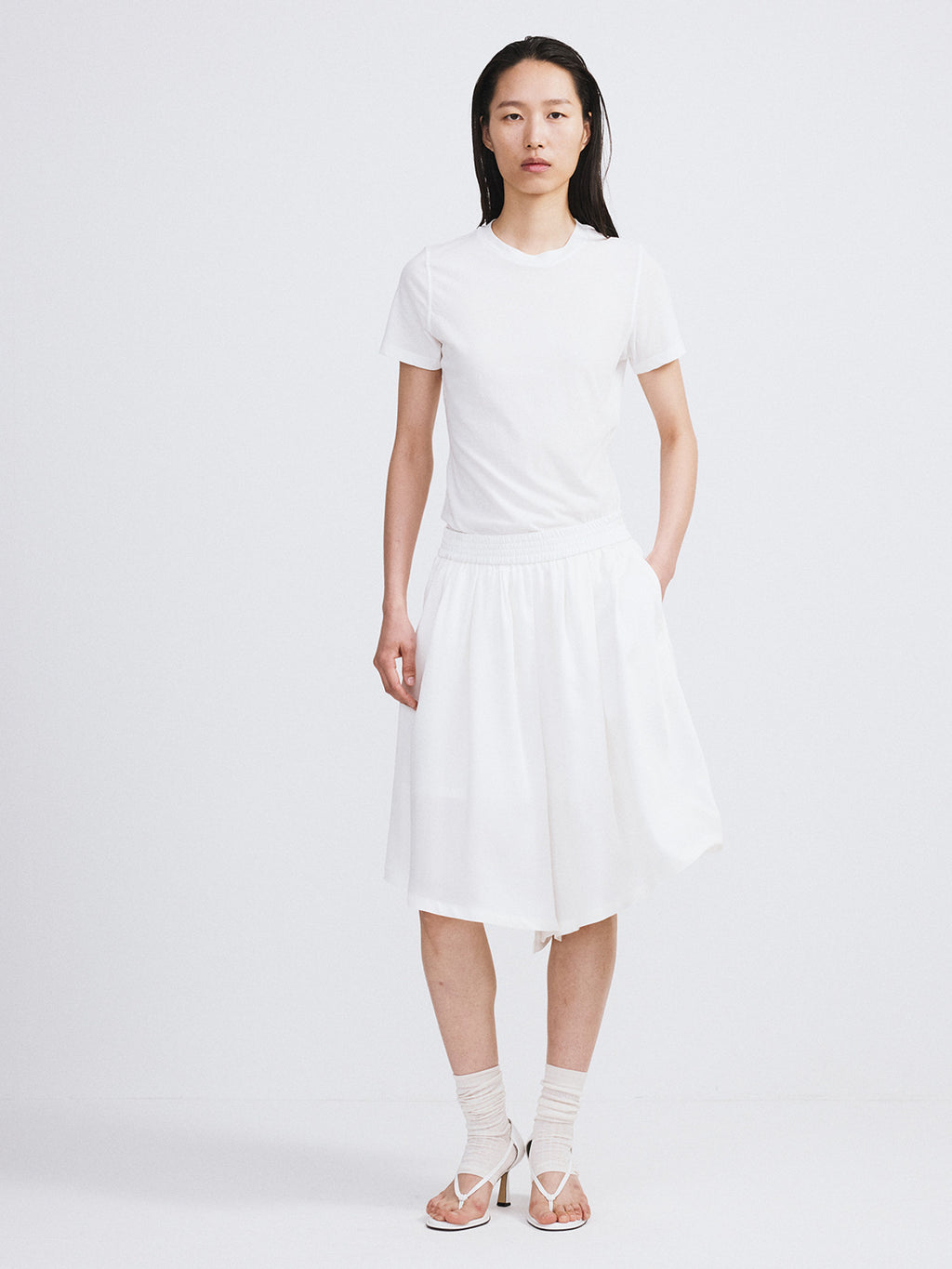 Banding Wide Culotte Pants (Ivory)