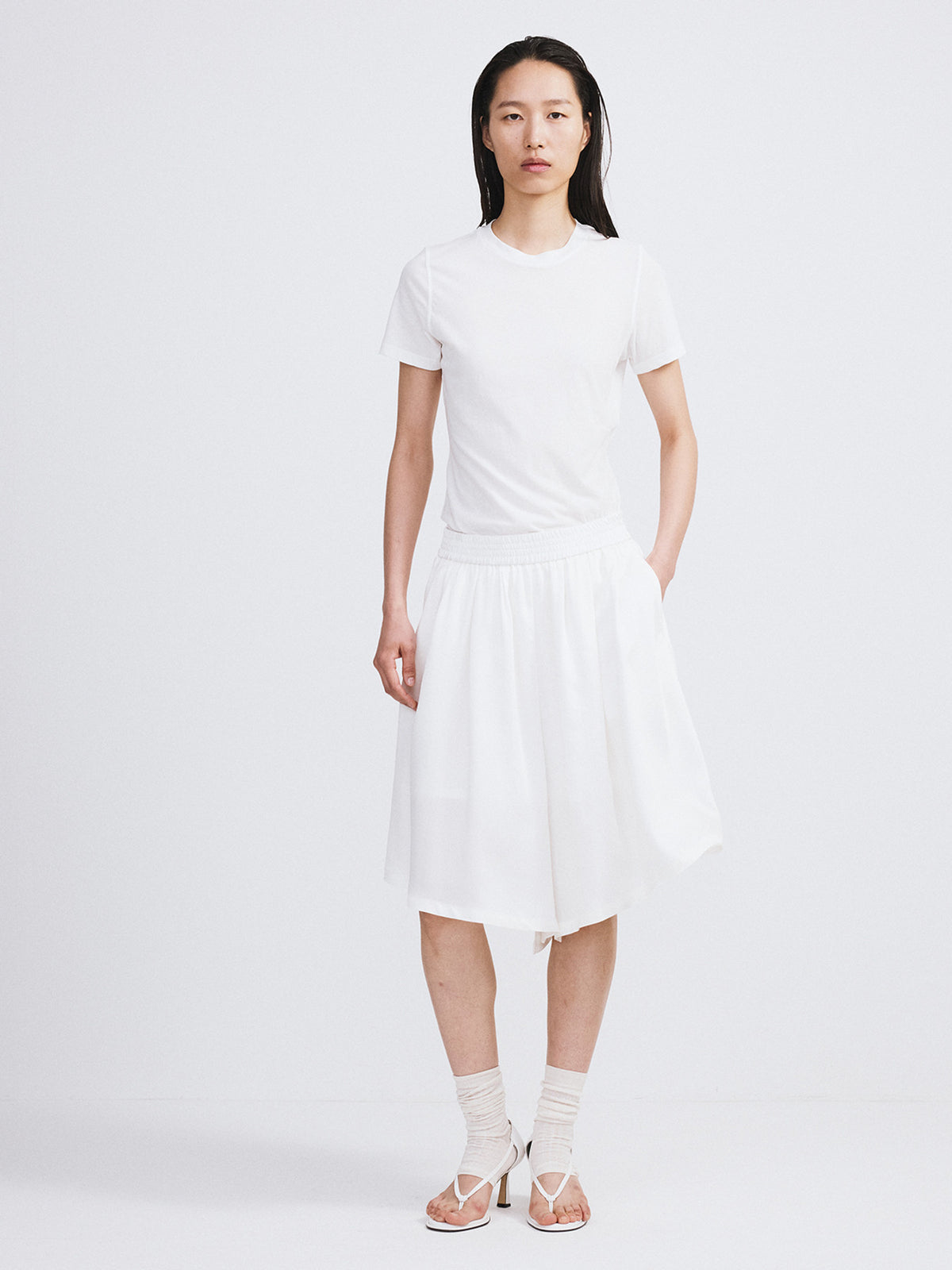 Banding Wide Culotte Pants (Ivory)