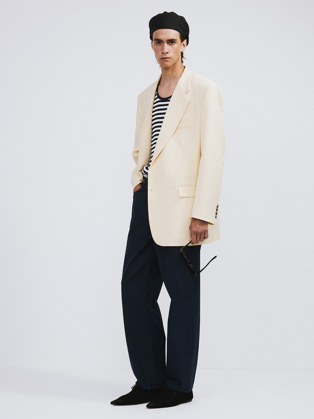 Oversized Structured Wool Jacket (Butter Beige)