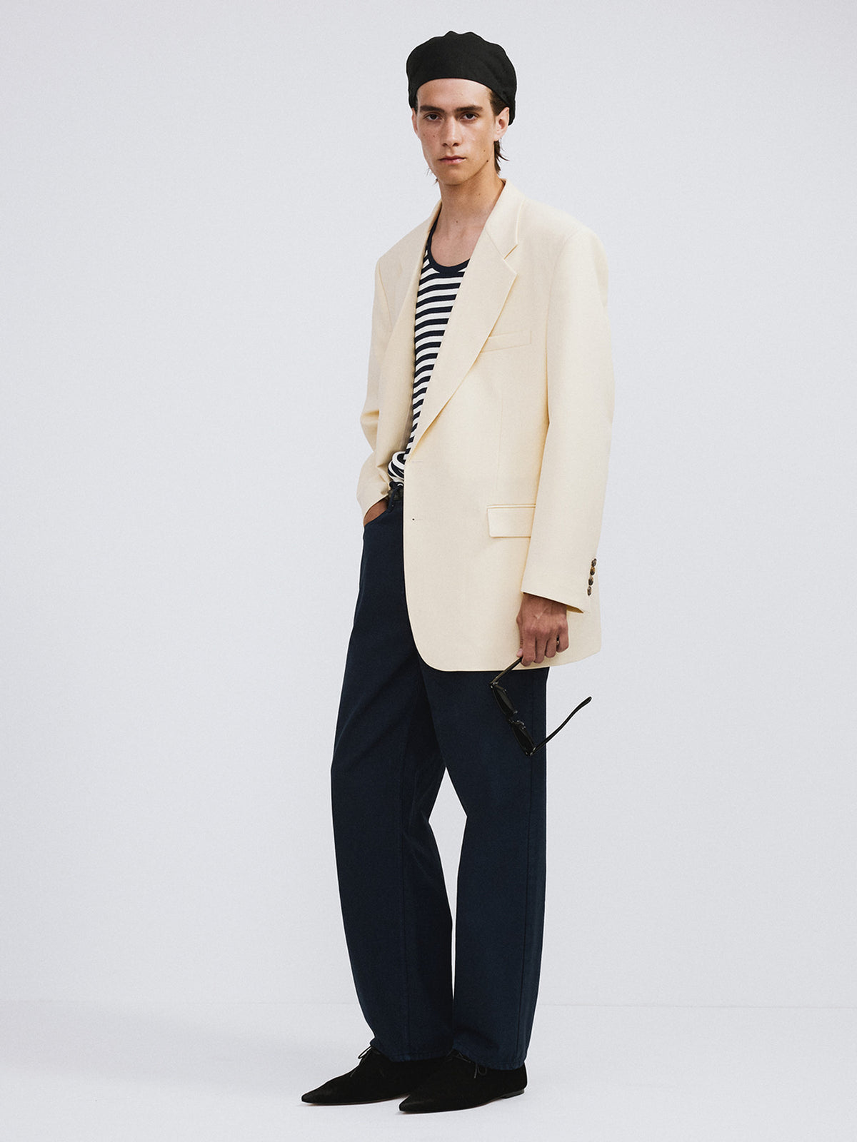 Oversized Structured Wool Jacket (Butter Beige)