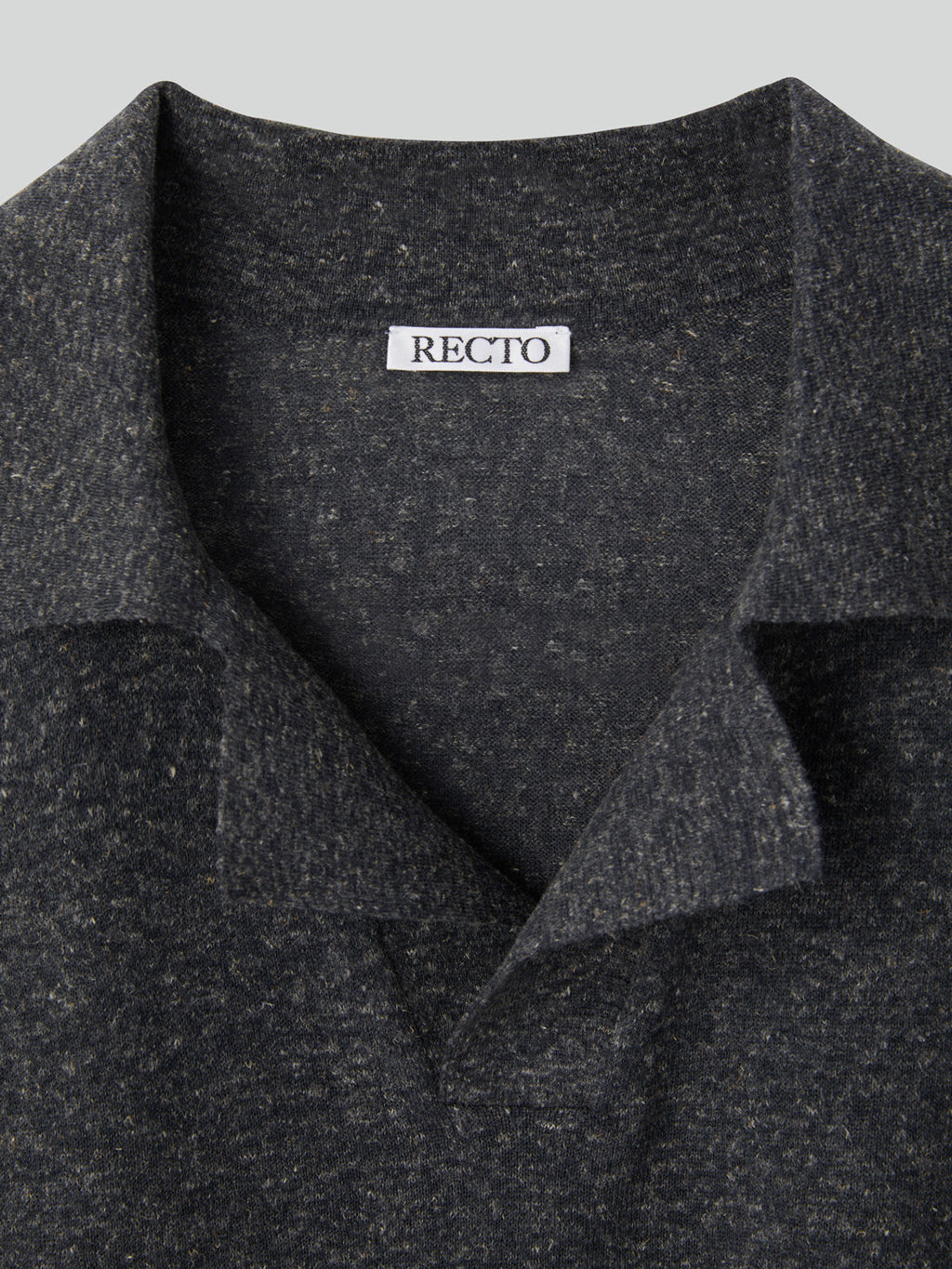 Linen Blend Polo Top (Charcoal Grey)