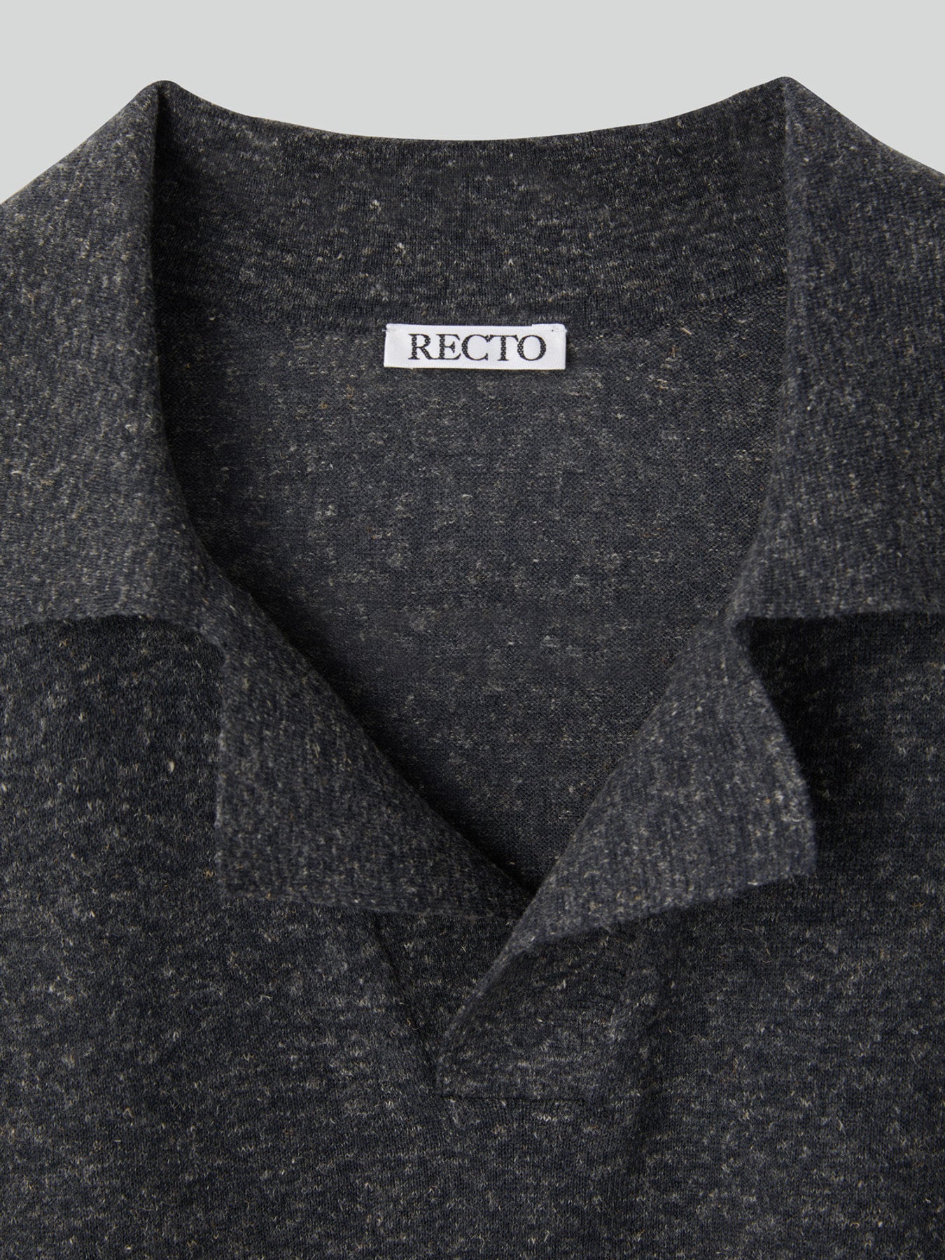 Linen Blend Polo Top (Charcoal Grey)