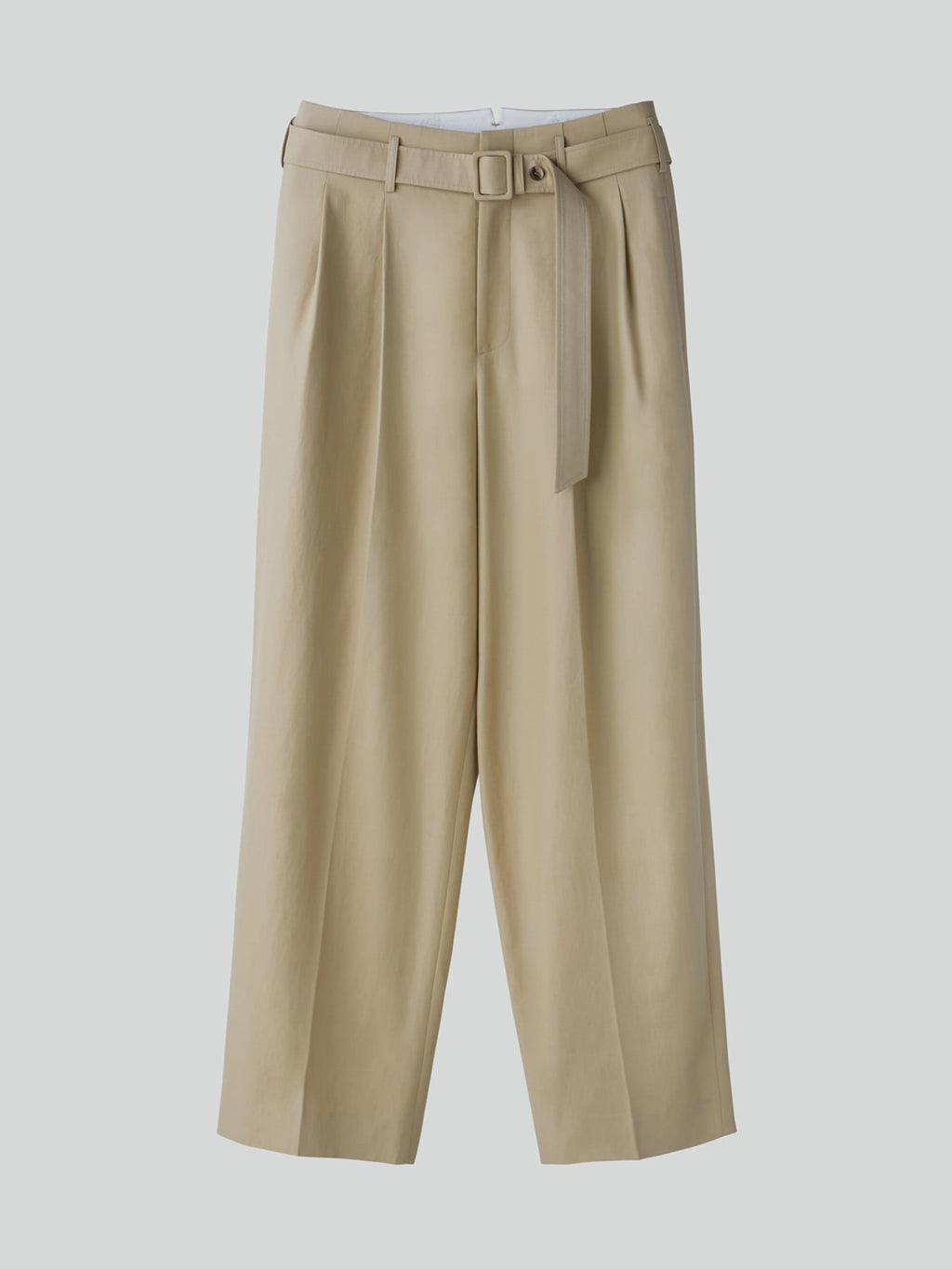 High Waist Belted Pants (Khaki Beige)