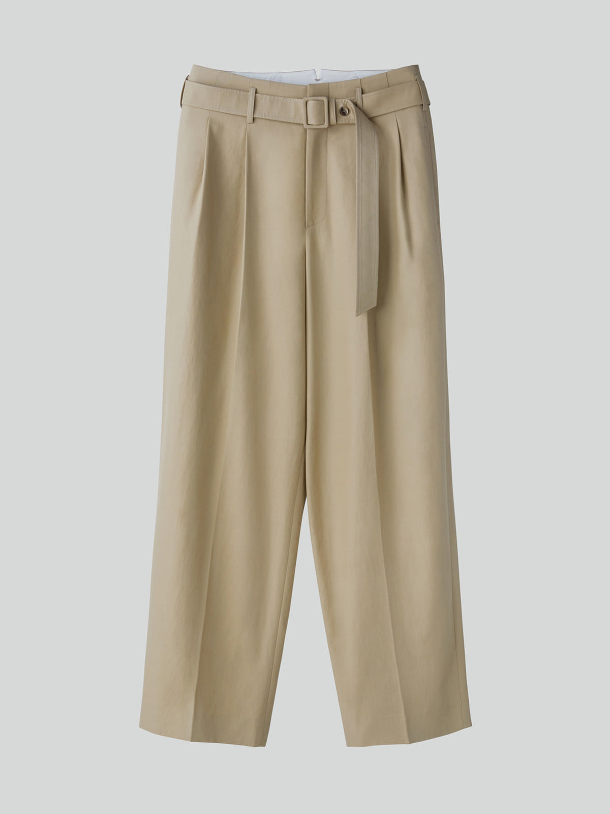 High Waist Belted Pants (Khaki Beige)