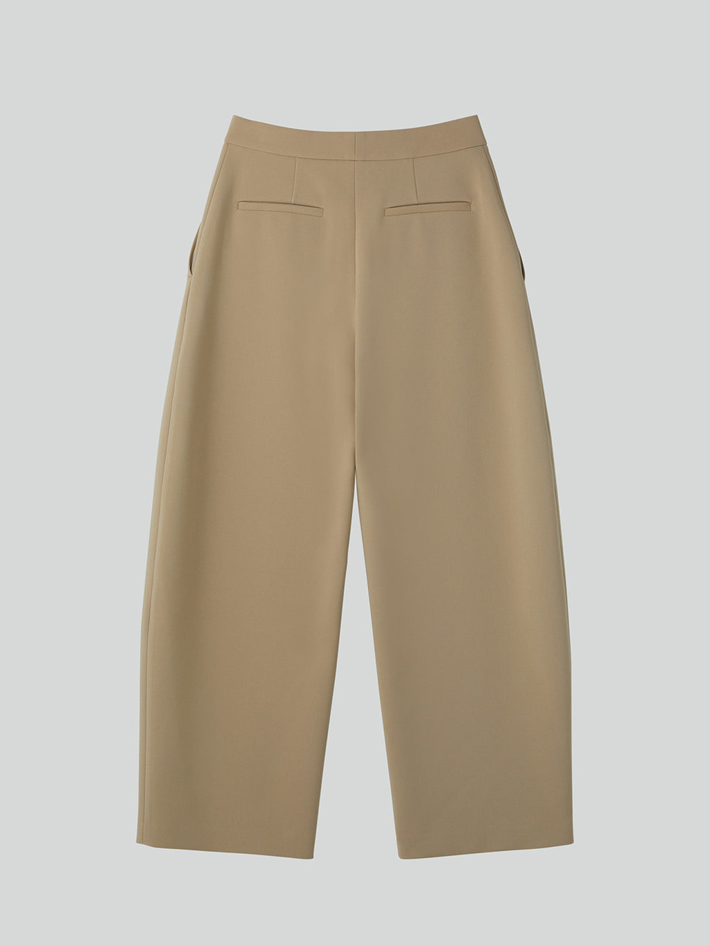 Curved Legs Crepe Pants (Khaki Beige)