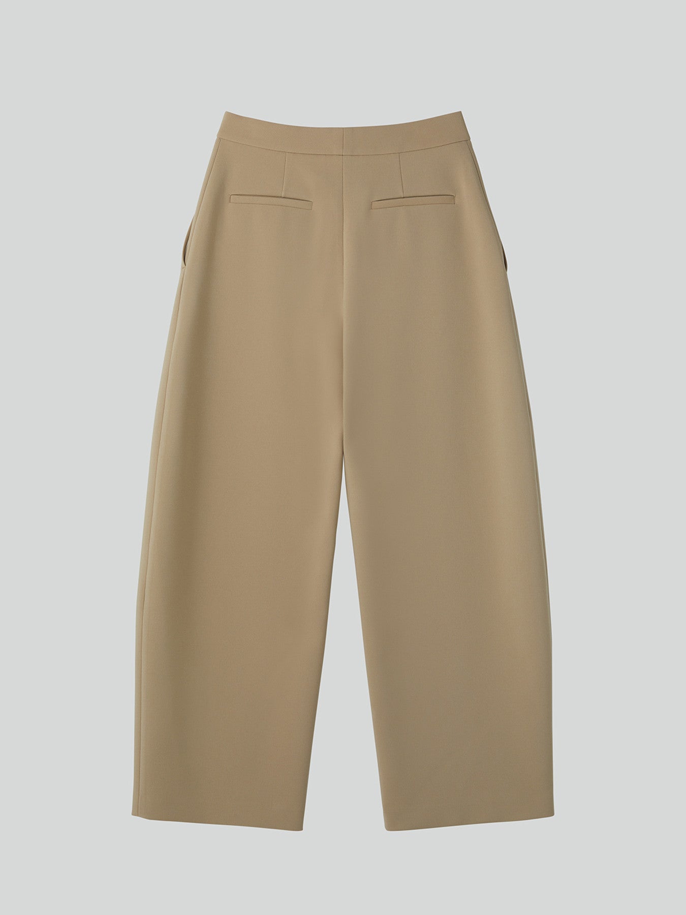 Curved Legs Crepe Pants (Khaki Beige)