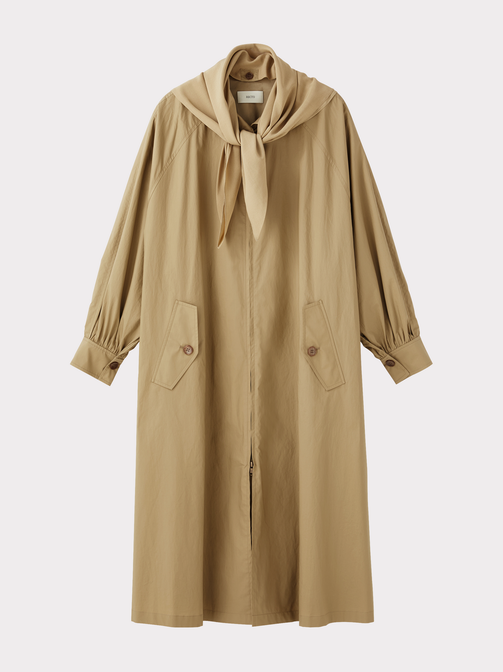 Detachable Scarf Trench Coat (Khaki Beige)