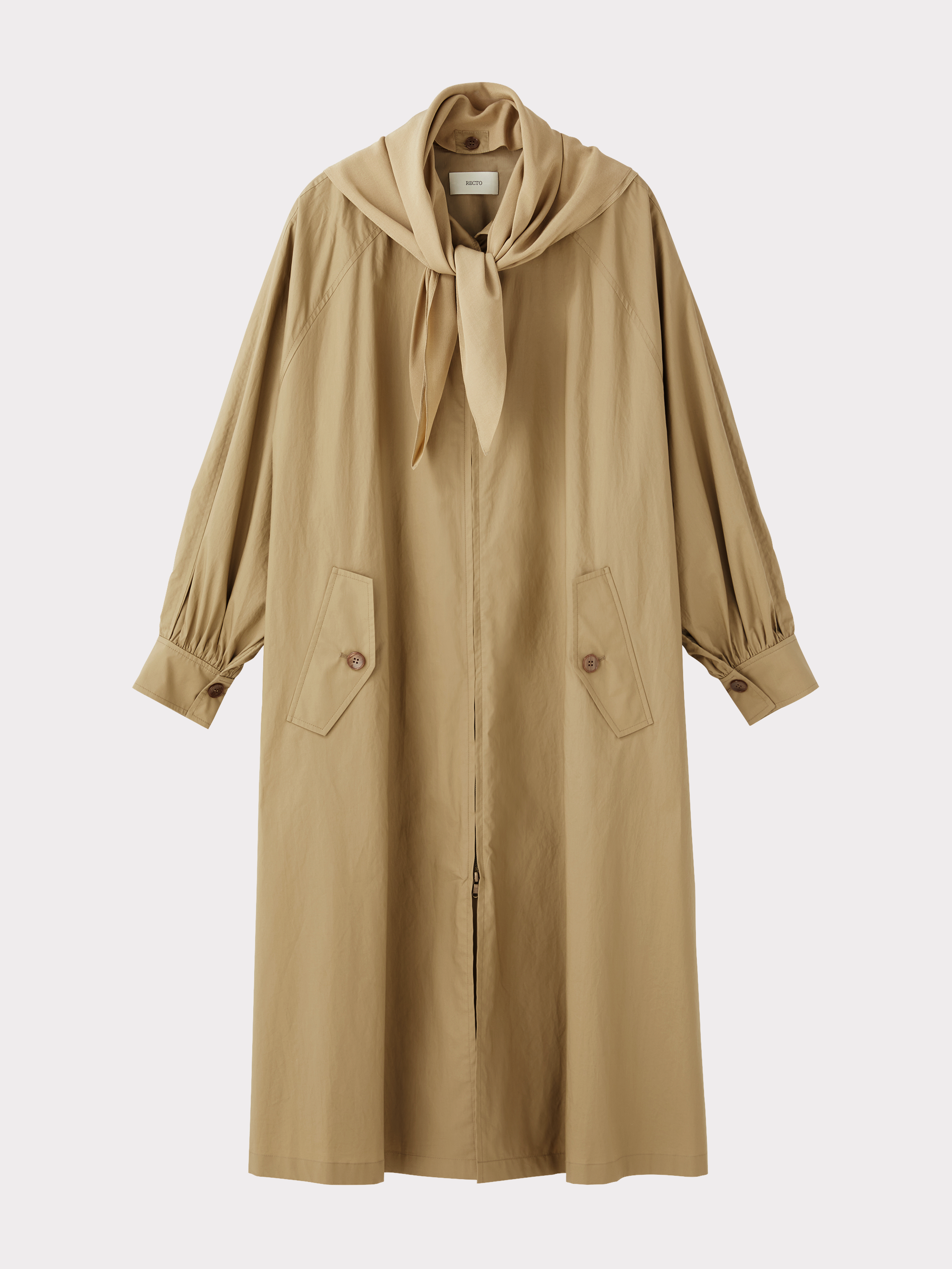 Detachable Scarf Trench Coat (Khaki Beige)