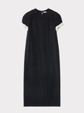 Contrast Turn-Up Sleeve Dress (Black)