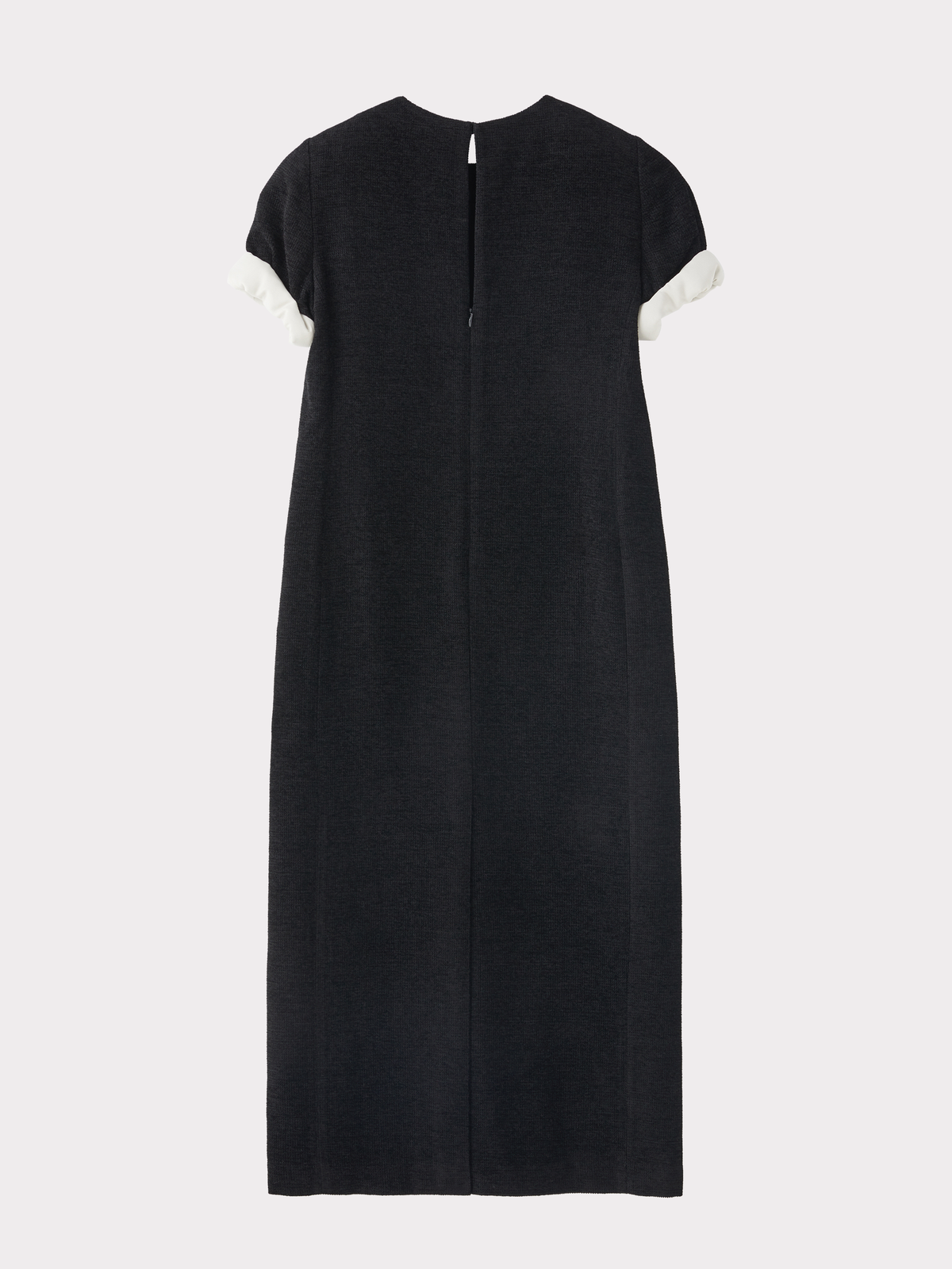 Contrast Turn-Up Sleeve Dress (Black)