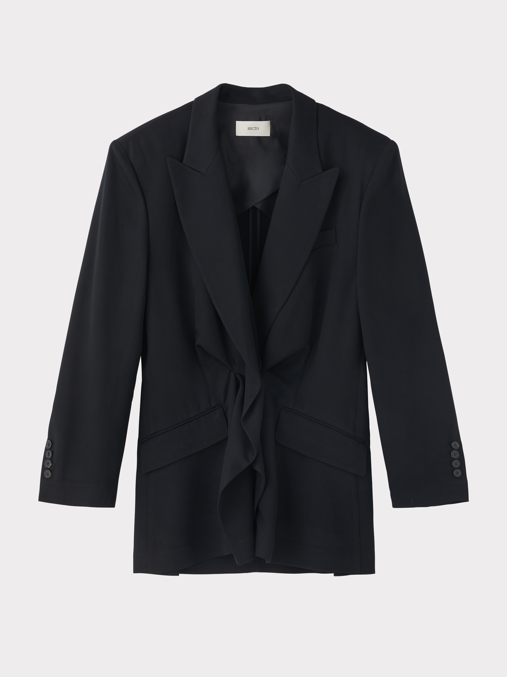 Draped Detail Tailored Jacket (Black)