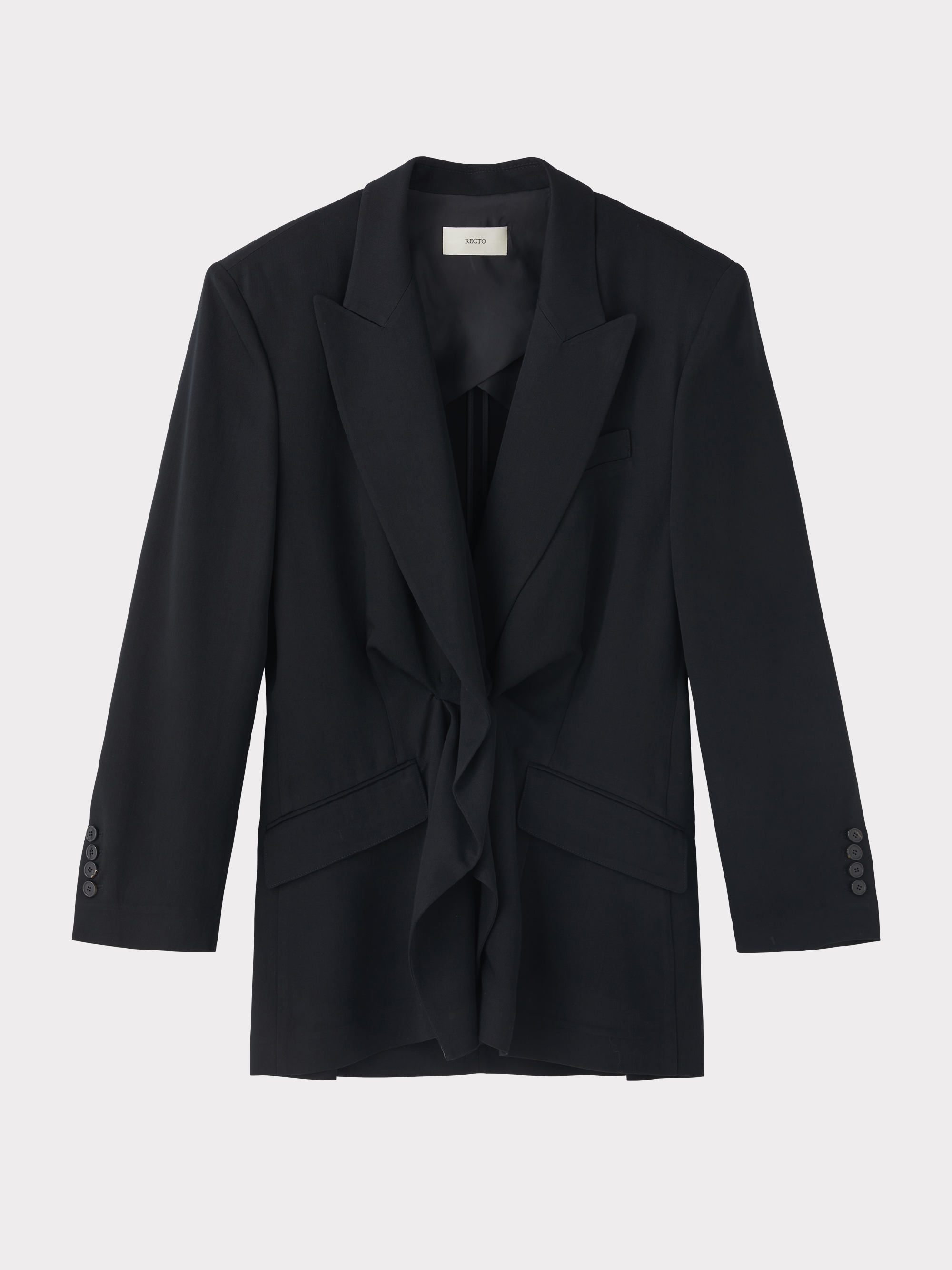 Draped Detail Tailored Jacket (Black)