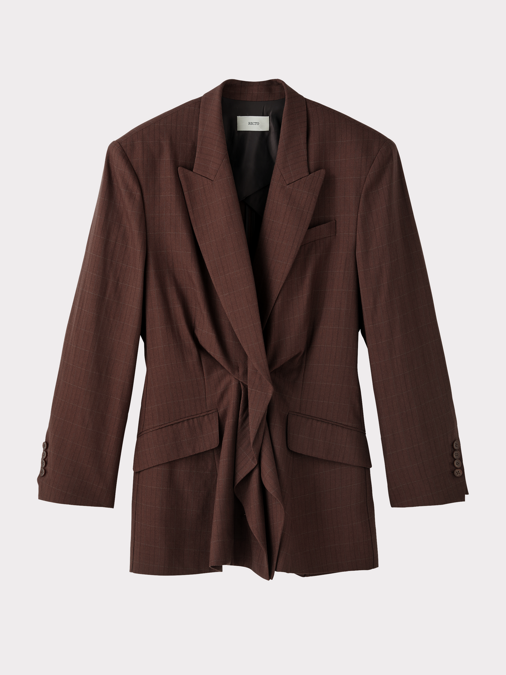Draped Detail Check Jacket (Vintage Brown)