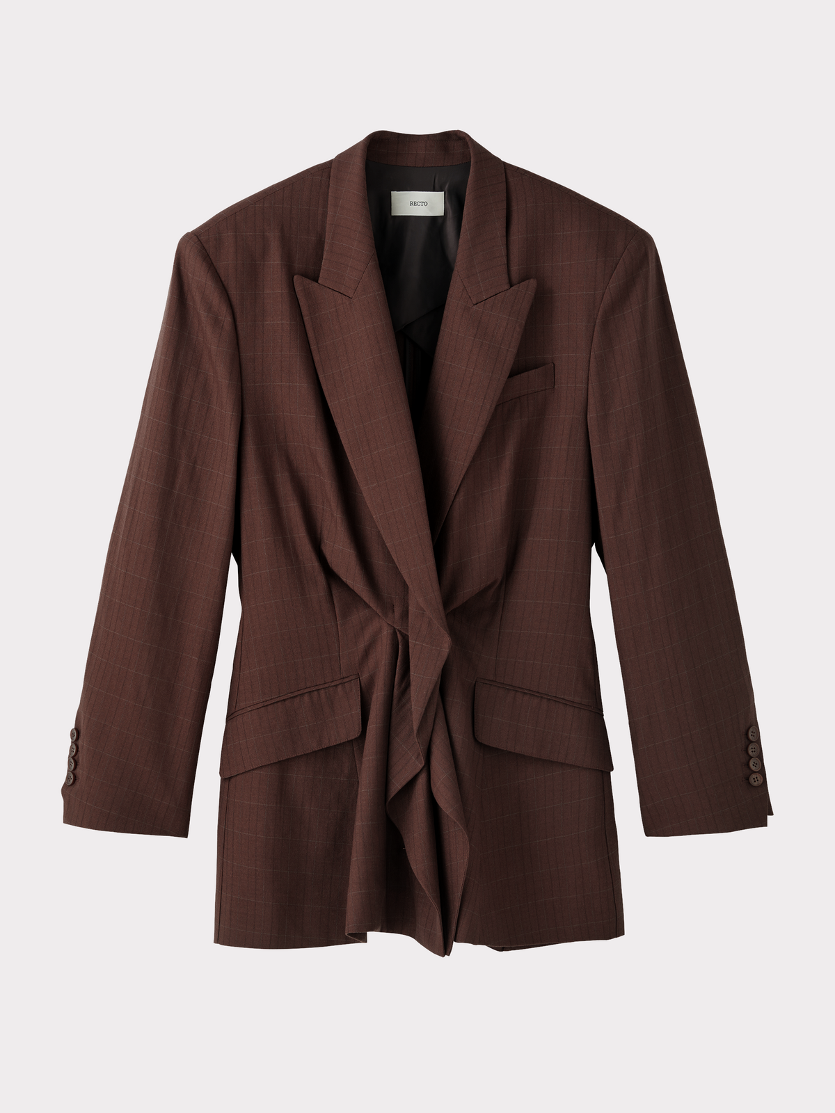 Draped Detail Check Jacket (Vintage Brown)