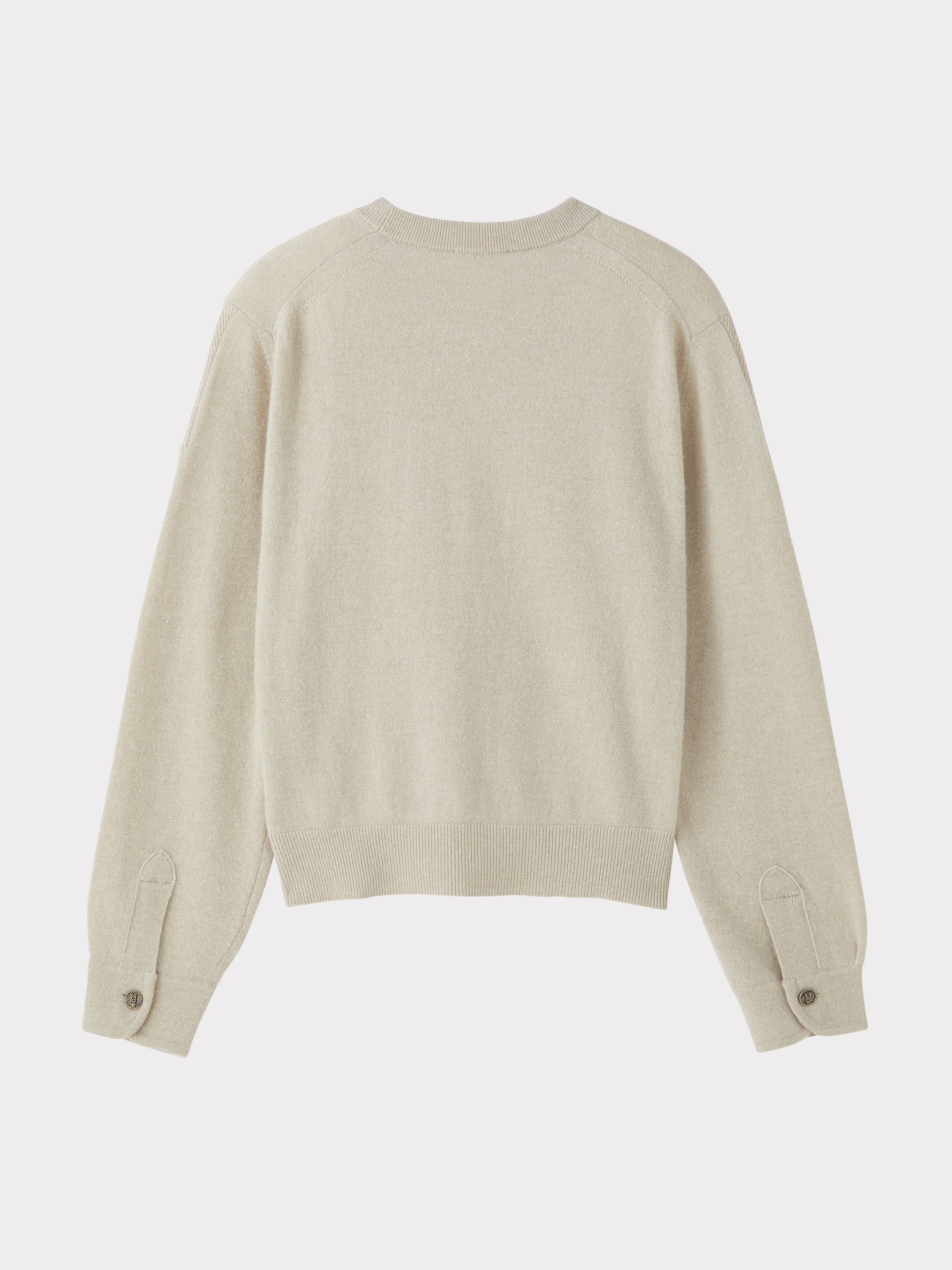 Shirt Cuffs Detail Knit Top (Light Taupe)