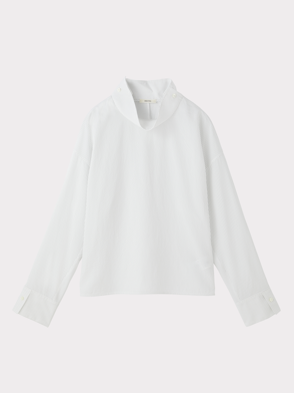 High Neck Striped Top (White)