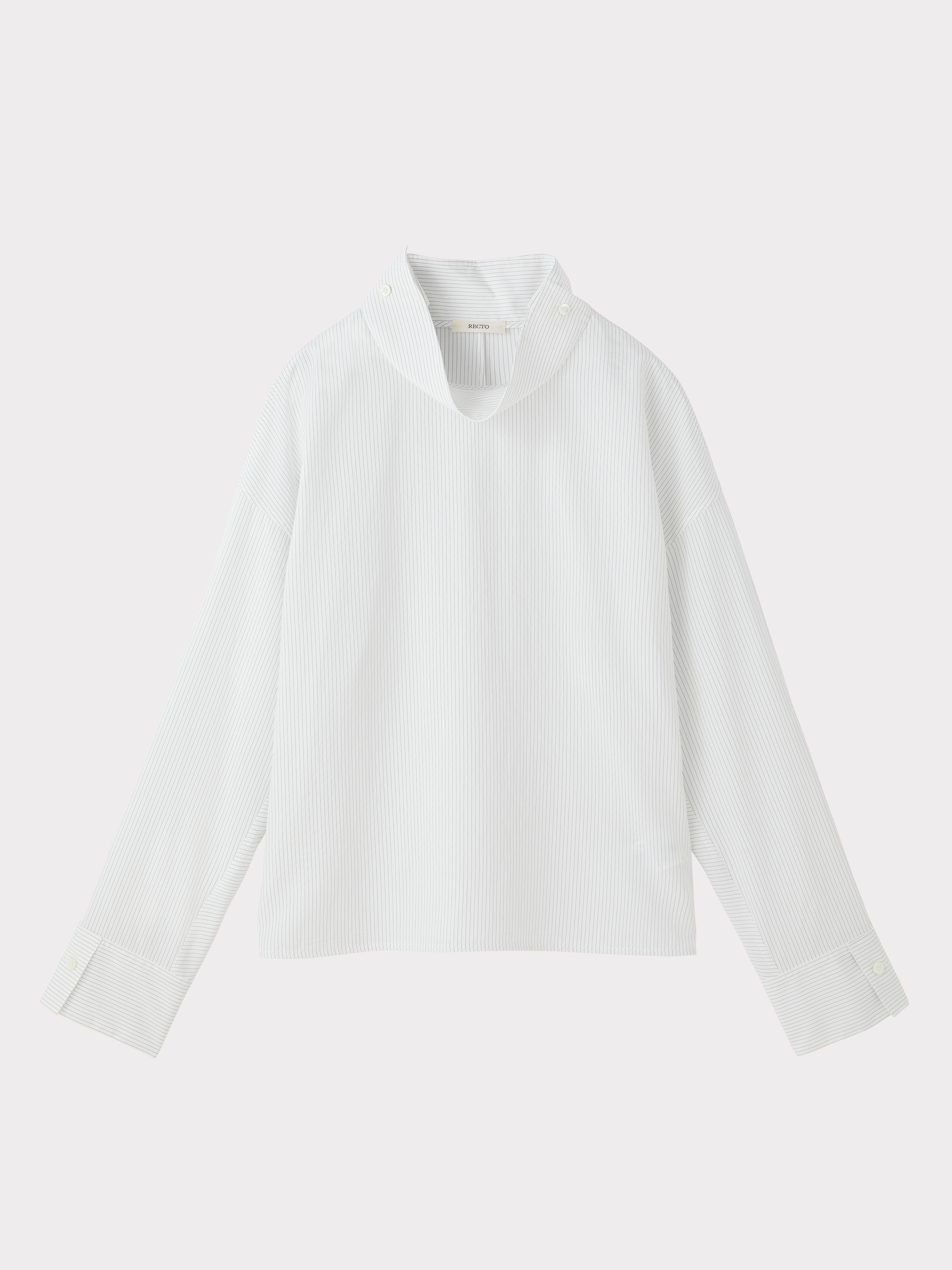 High Neck Striped Top (White)
