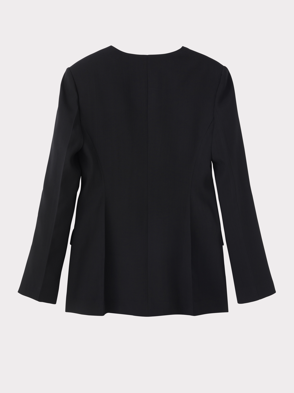 Curved Neck Fluid Long Jacket (Black)