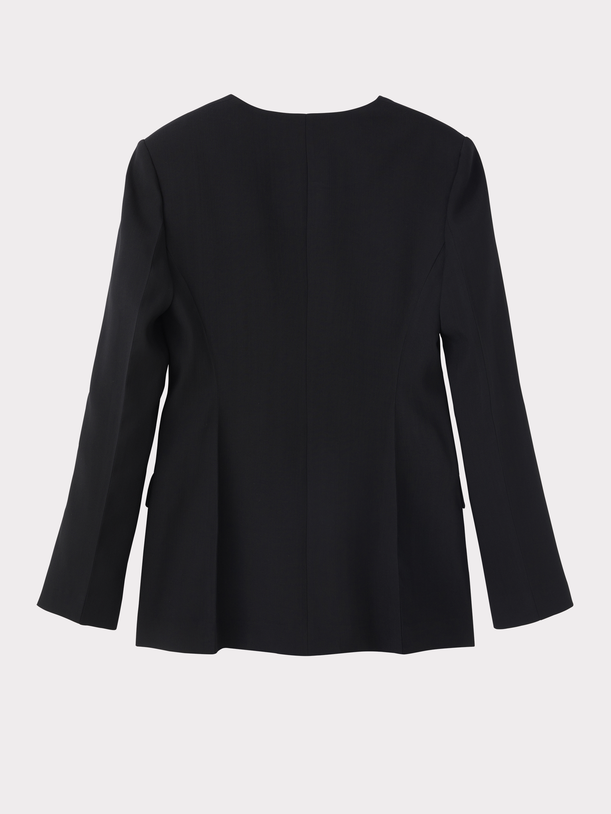 Curved Neck Fluid Long Jacket (Black)
