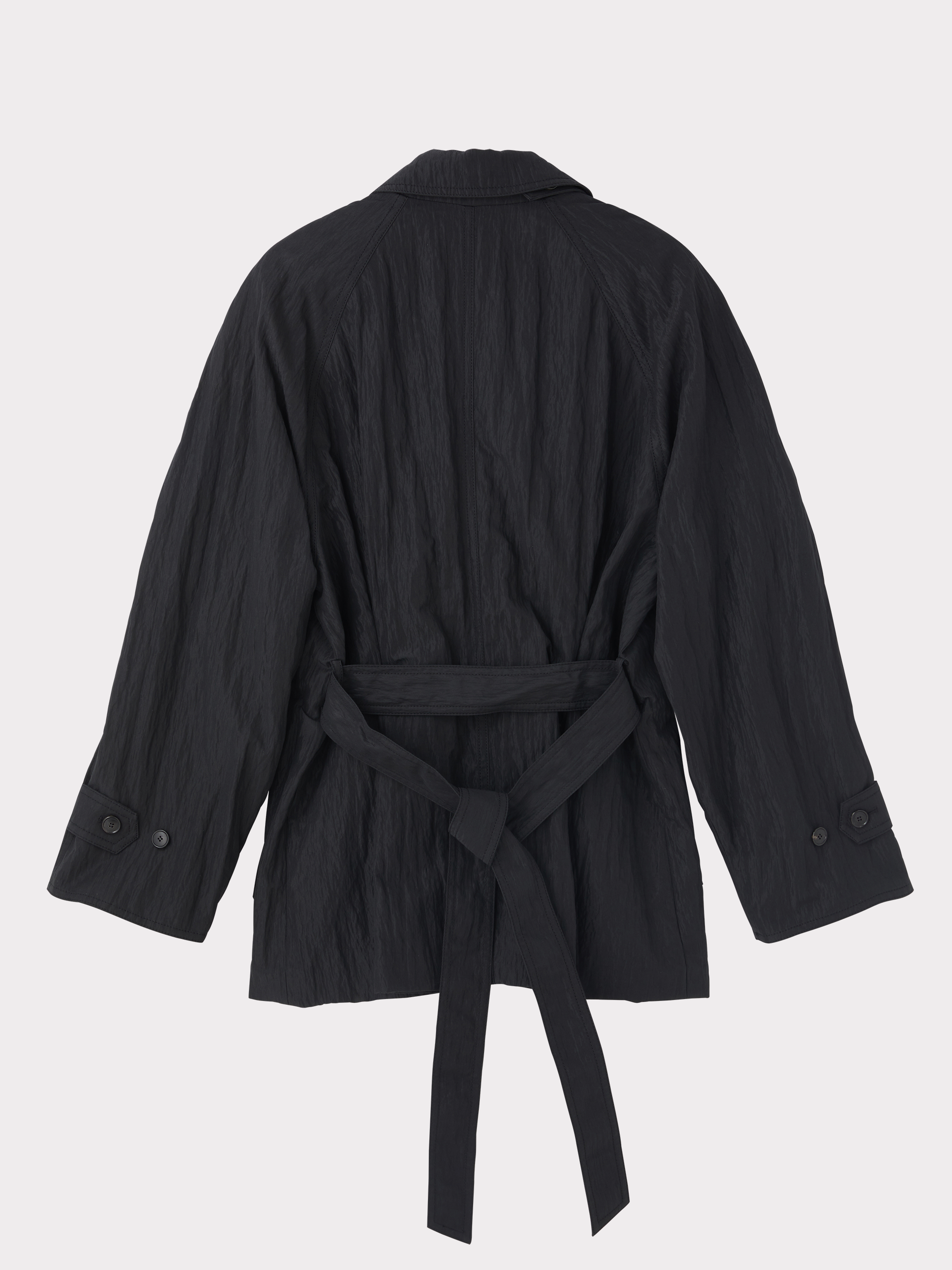 Raglan Sleeve Trench Jacket (Black)