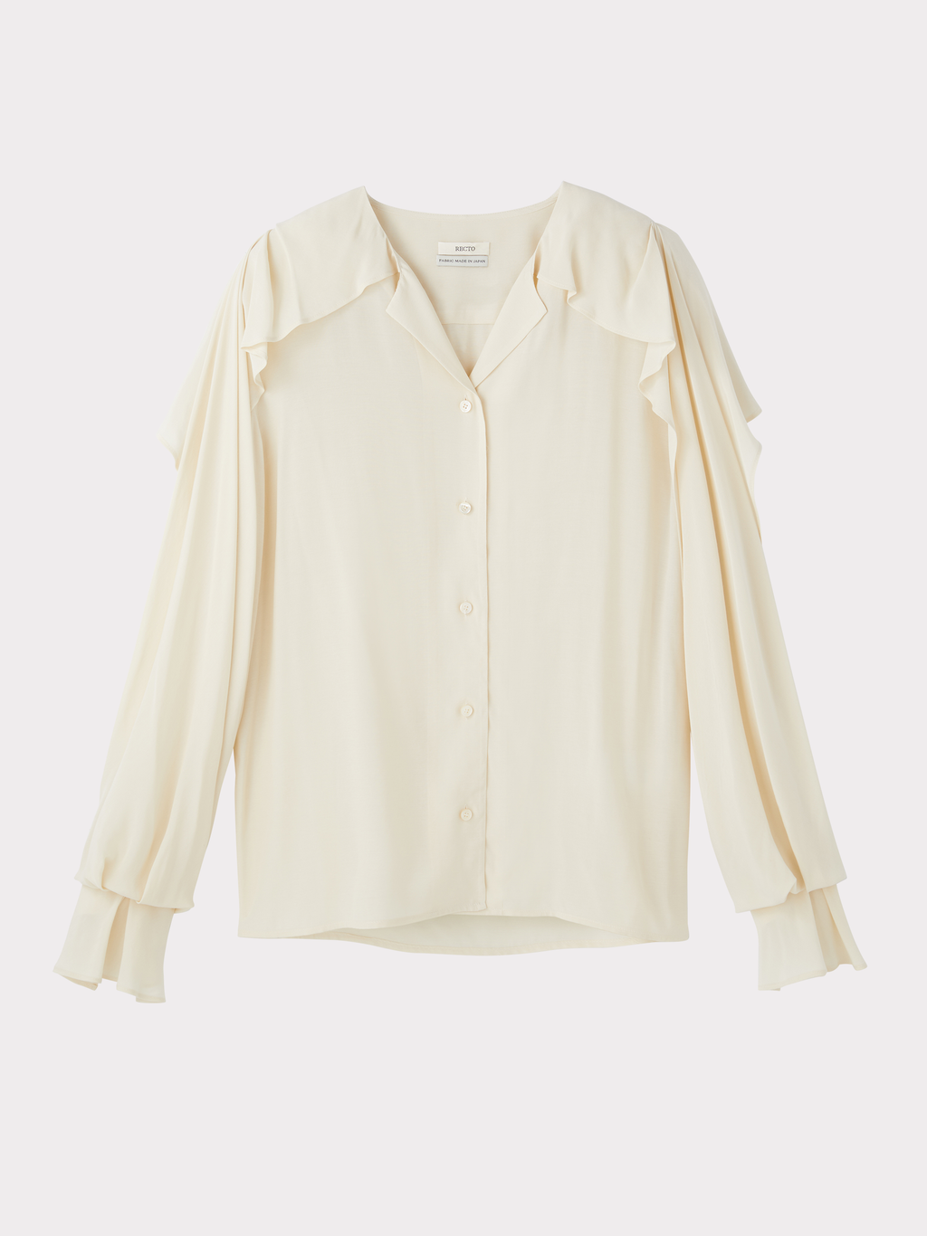 Ruffled Wing Blouse (Pale Beige)